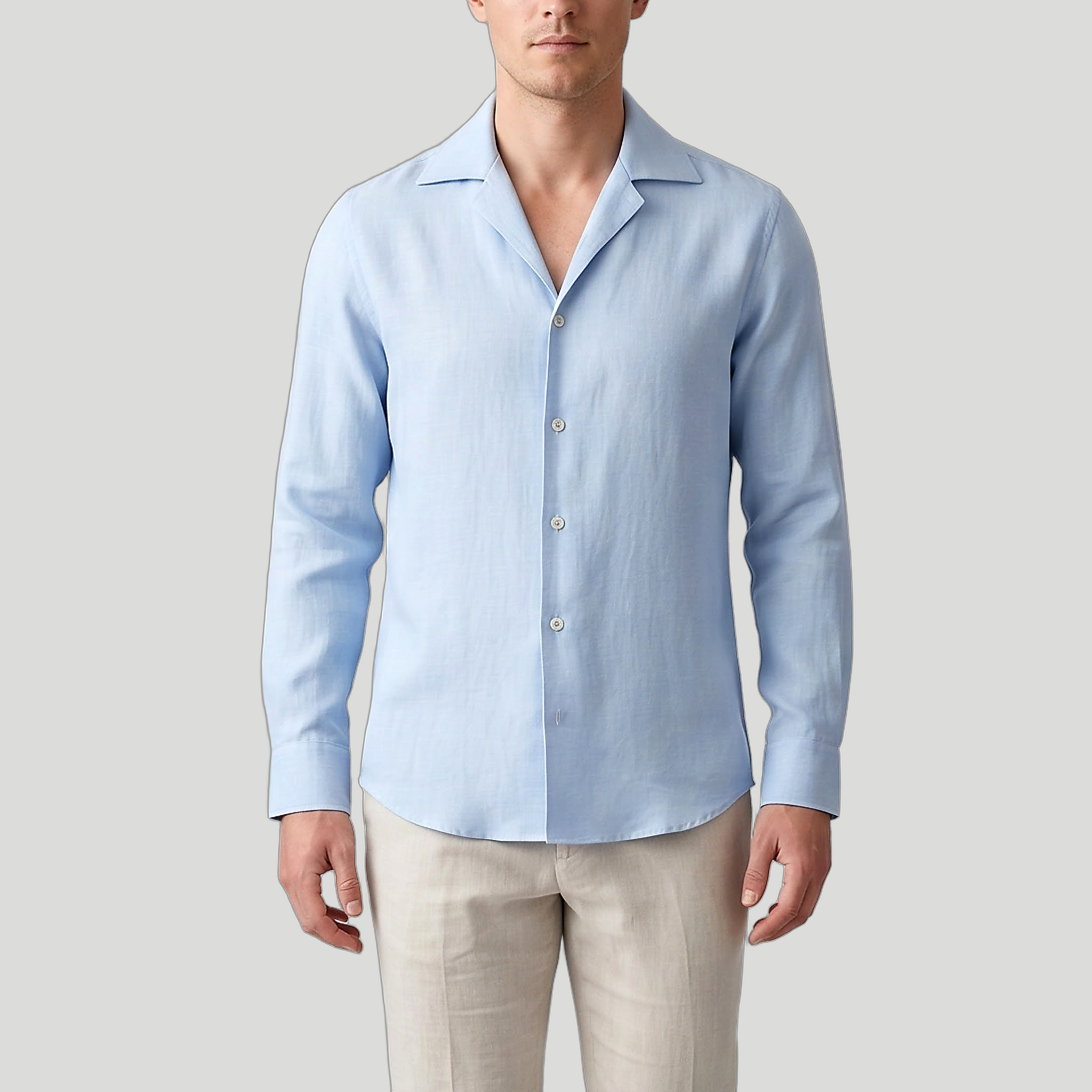Men’s Slim-Fit Long-Sleeve Linen Shirt