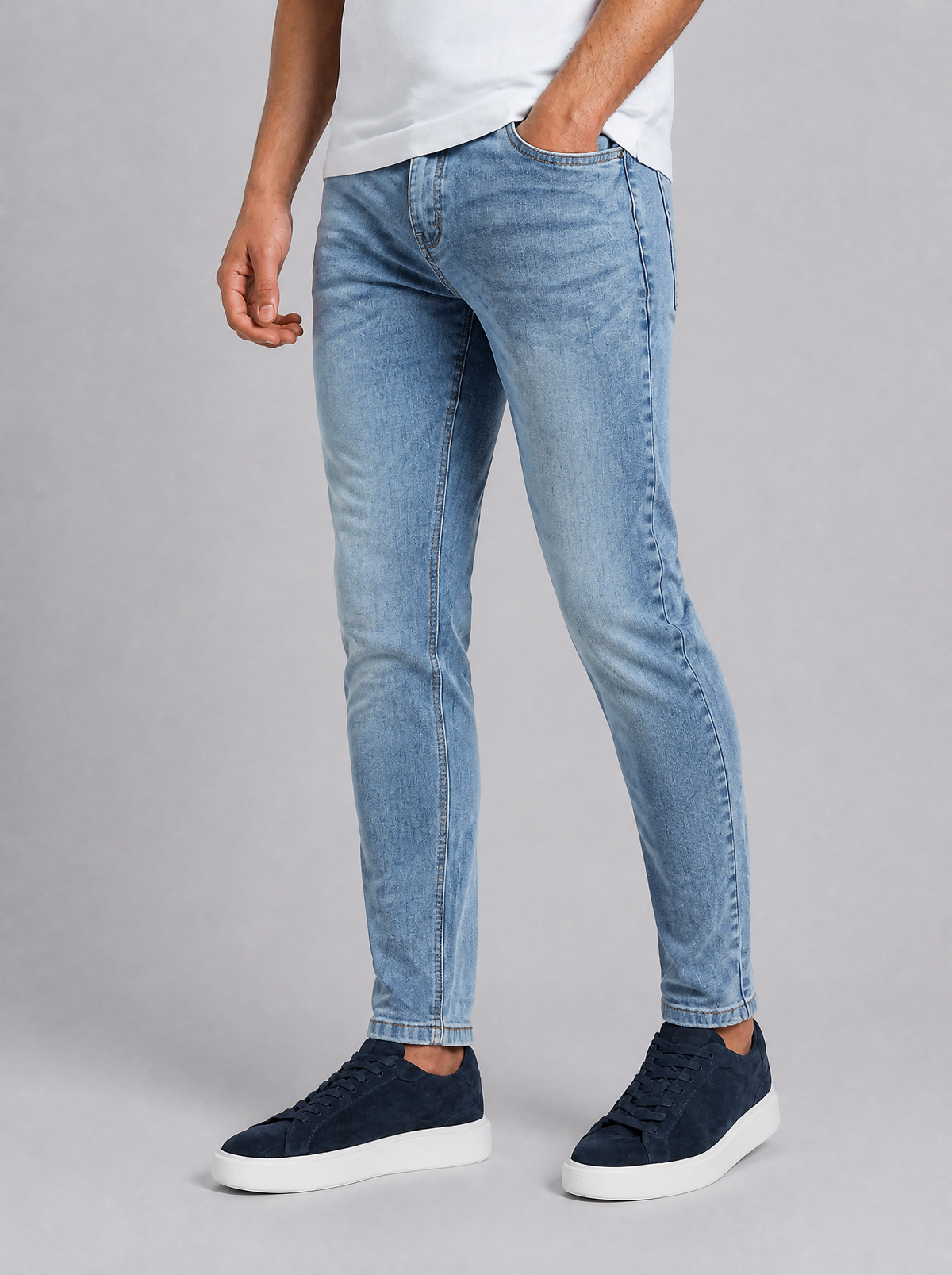 Men's Stretch Denim Slim Jeans - Blue colour view
