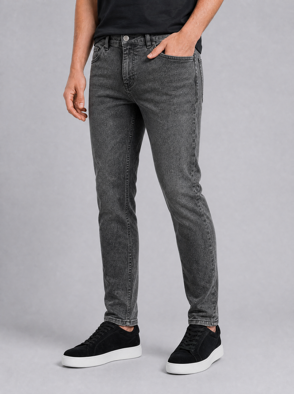Men's Stretch Denim Slim Jeans - Charcoal colour view