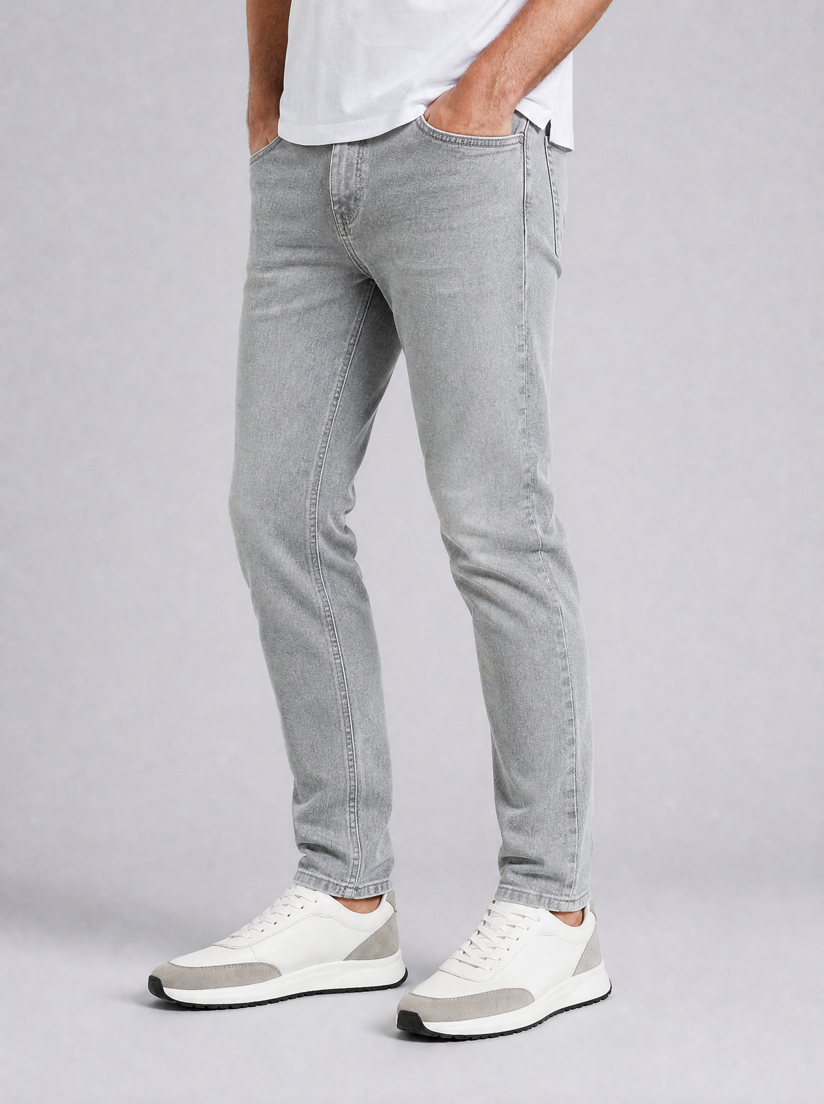 Men's Stretch Denim Slim Jeans - Grey colour view