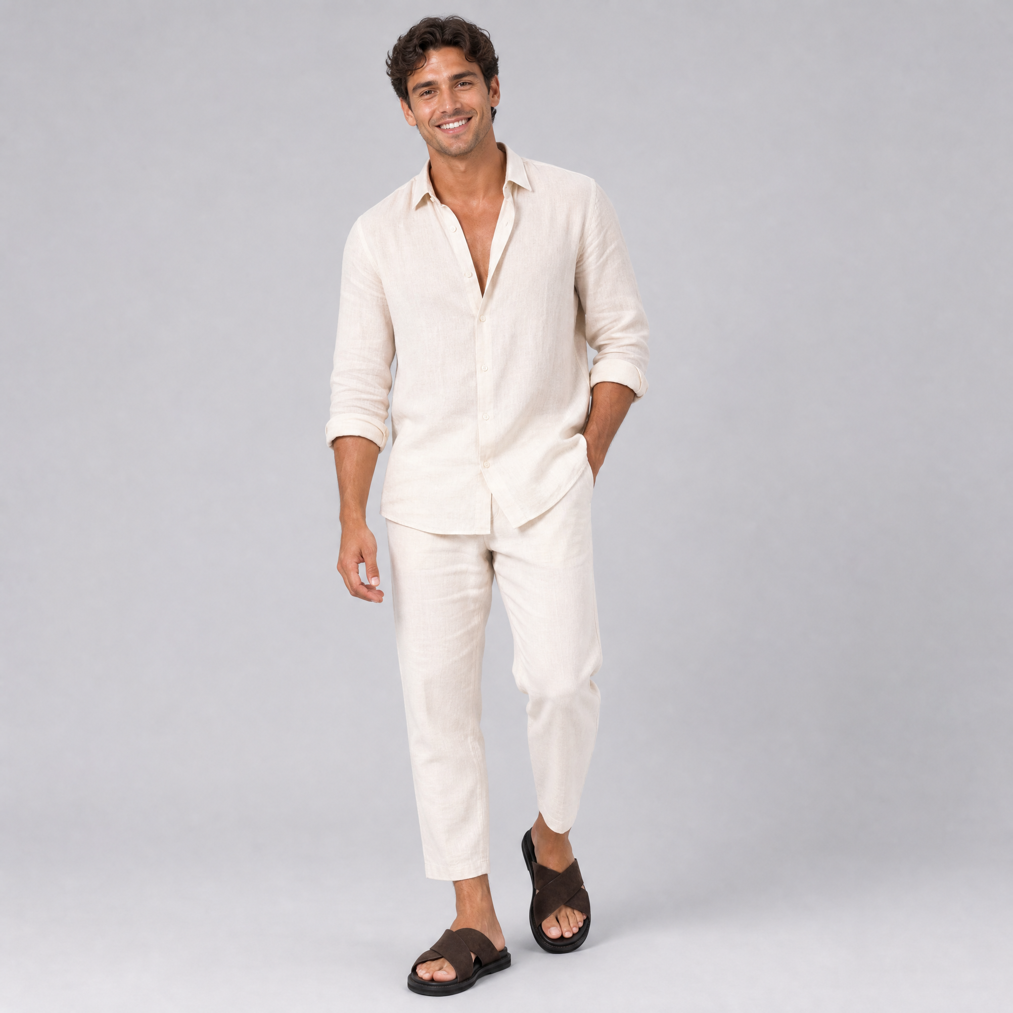 Men’s Suede Cross-Strap Sandals