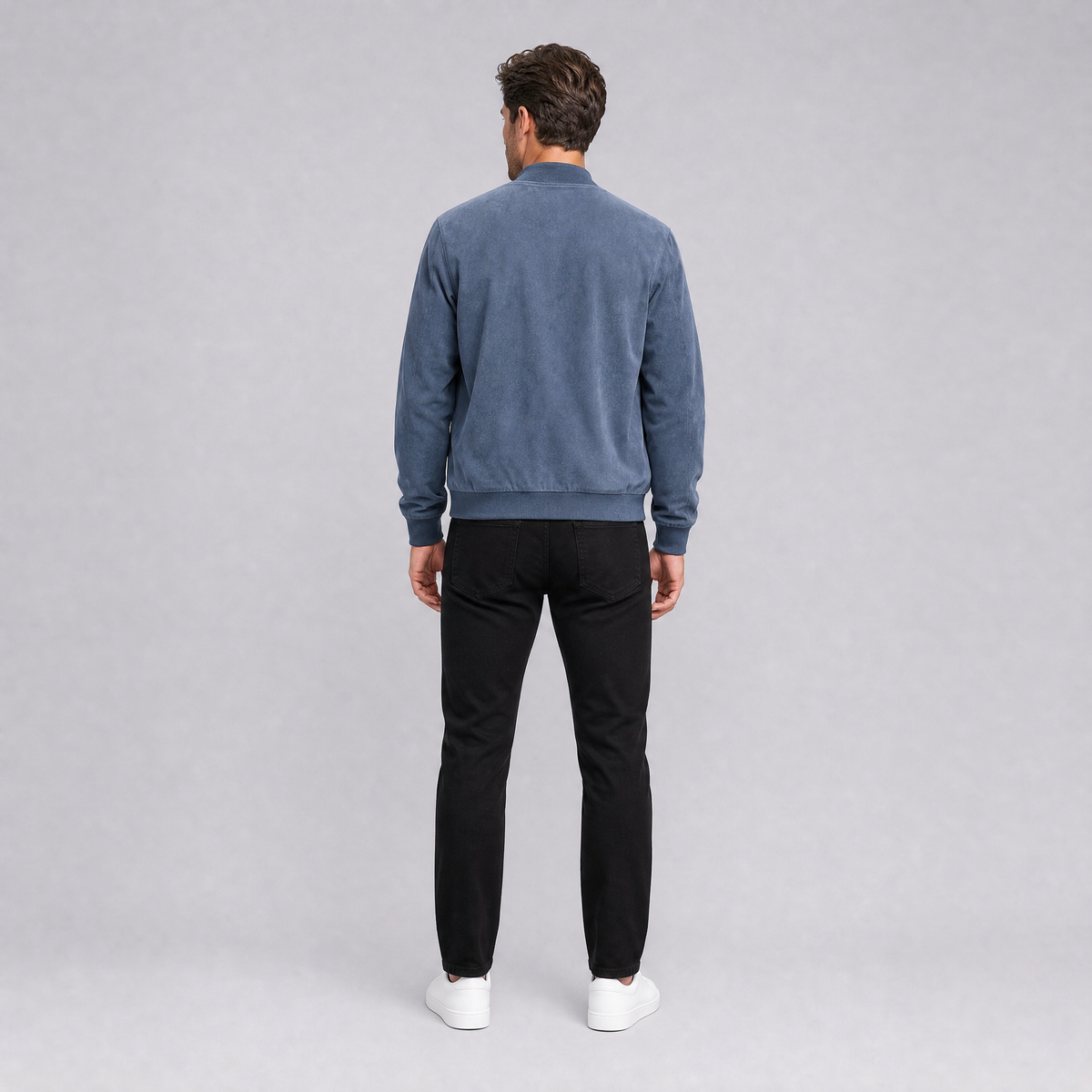 Men's Suede Zip-Up Bomber Jacket