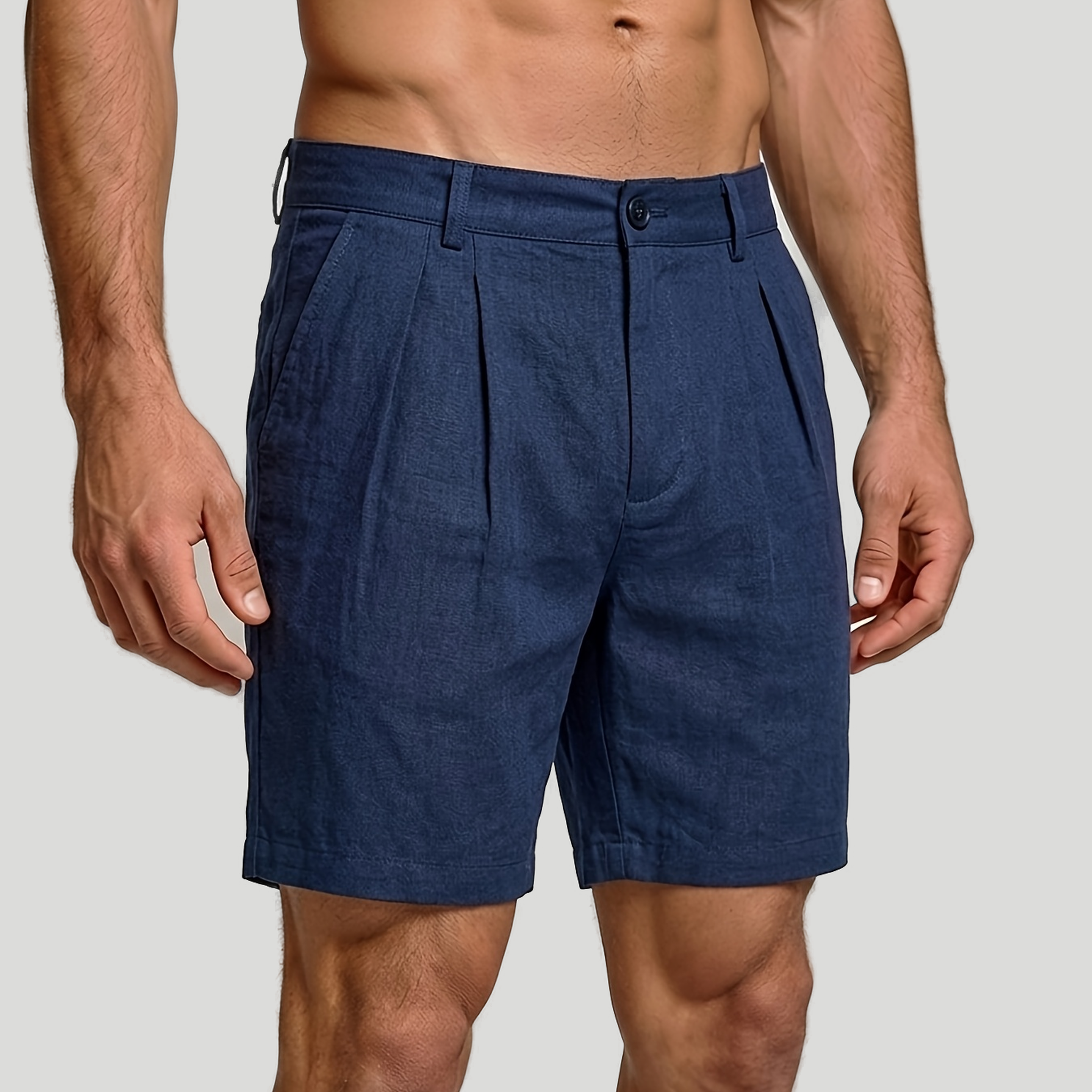 Men’s Tailored Pleated Linen Shorts