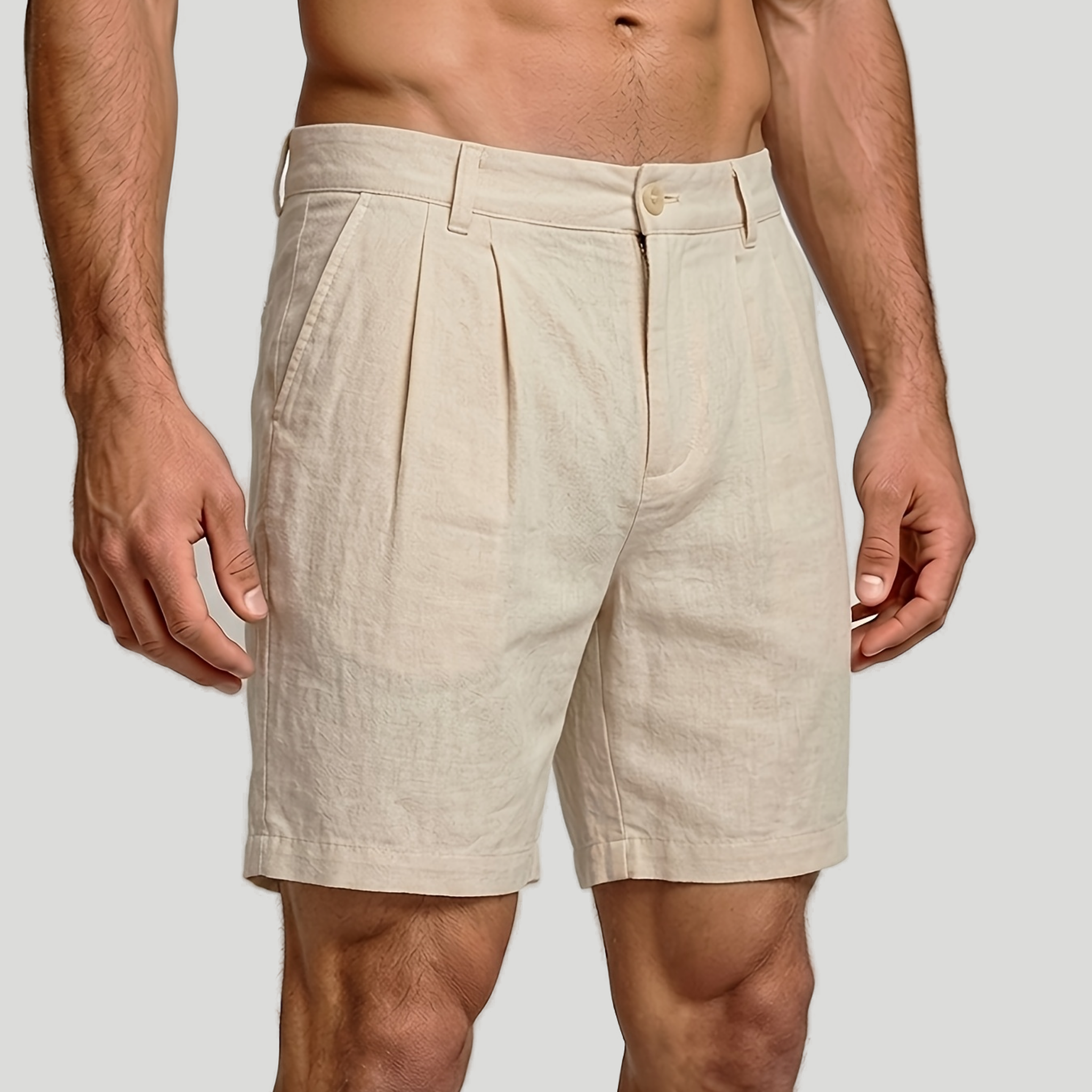Men’s Tailored Pleated Linen Shorts