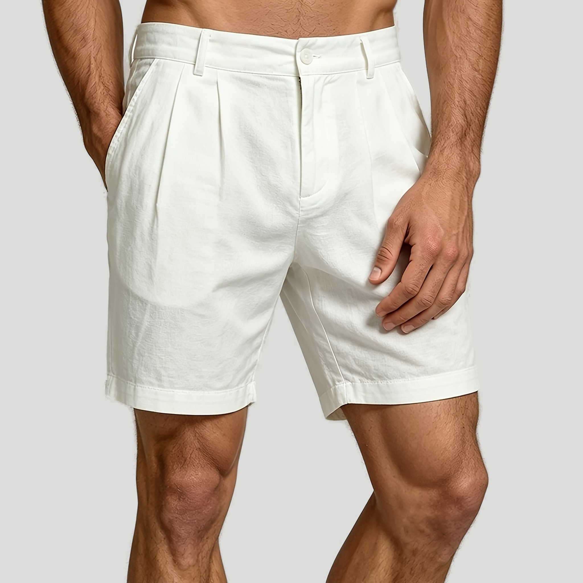 Men’s Tailored Pleated Linen Shorts