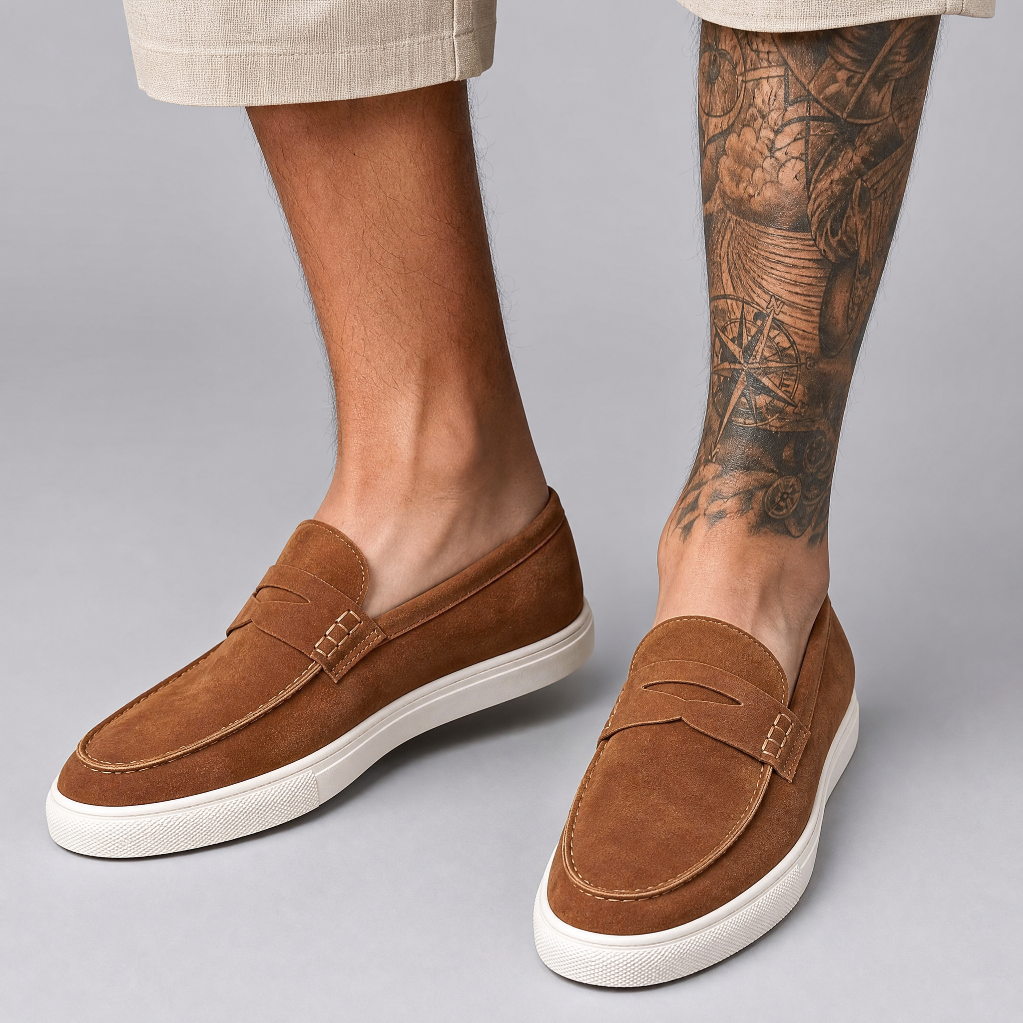 Men’s Tan Suede Smart-Casual Hybrid Loafers