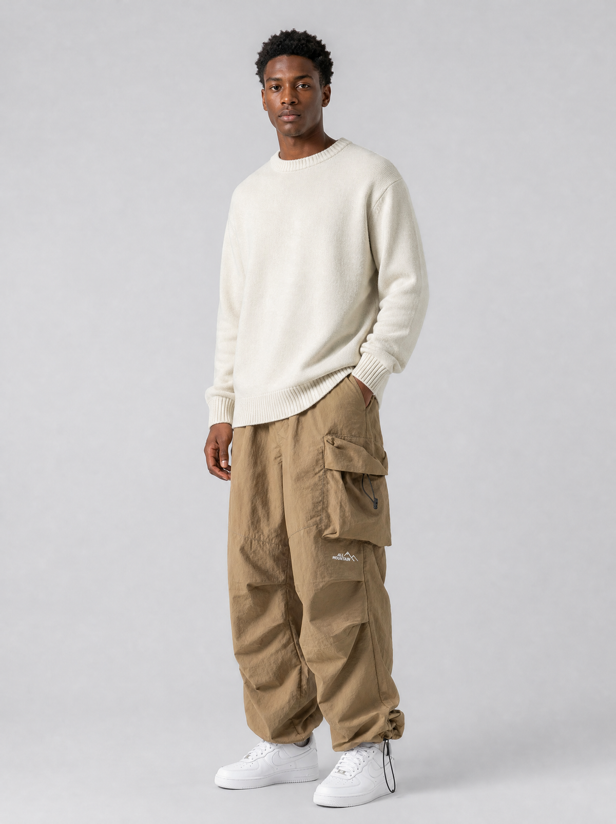 Men's Technical Blend Wide Leg Cargo Trousers - product view 1
