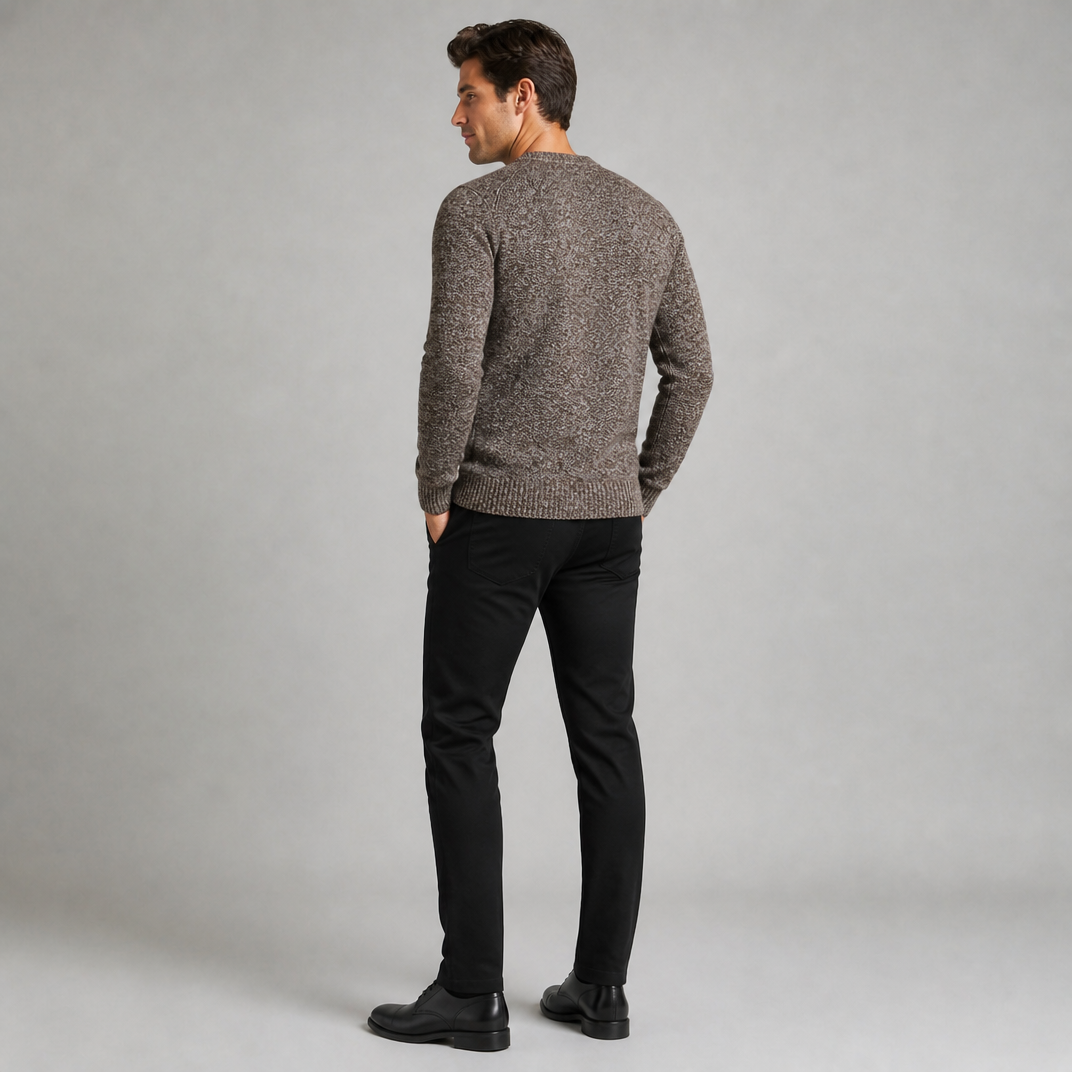 Men's Textured Knit Cardigan – Contrast Trim Button Jumper