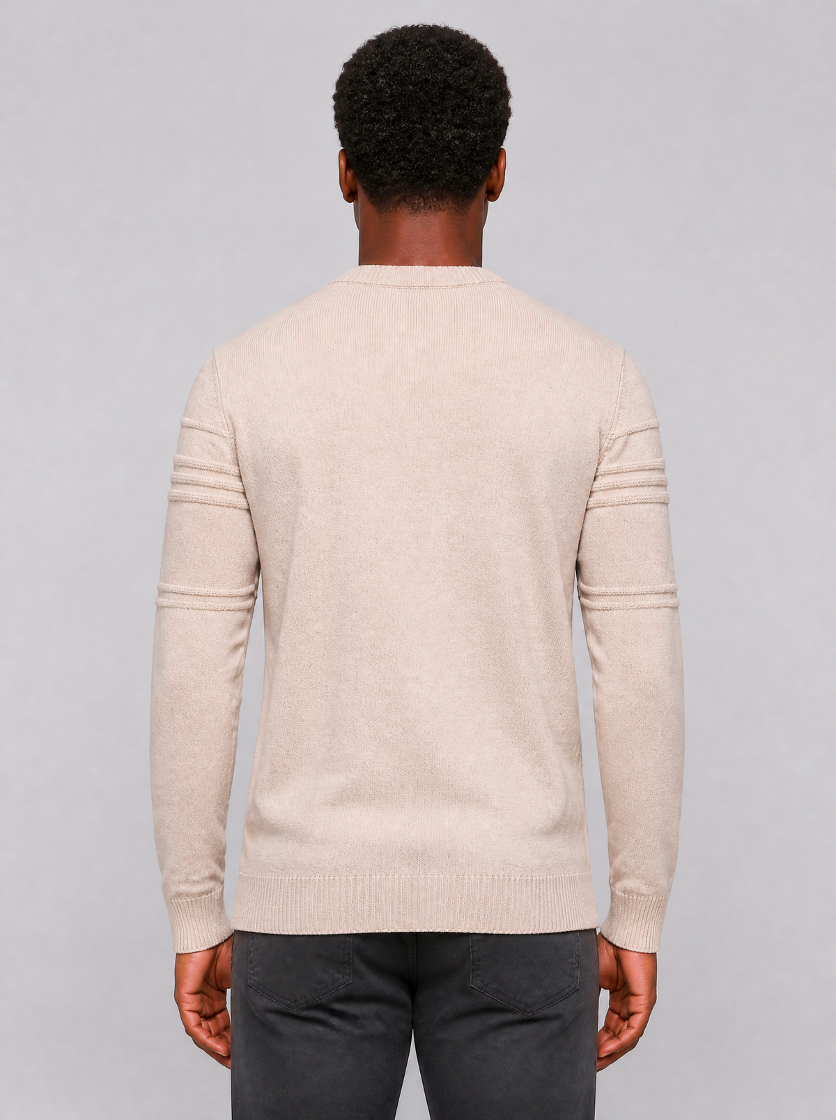 Men's Textured Knit Regular Fit Crew Neck Jumper