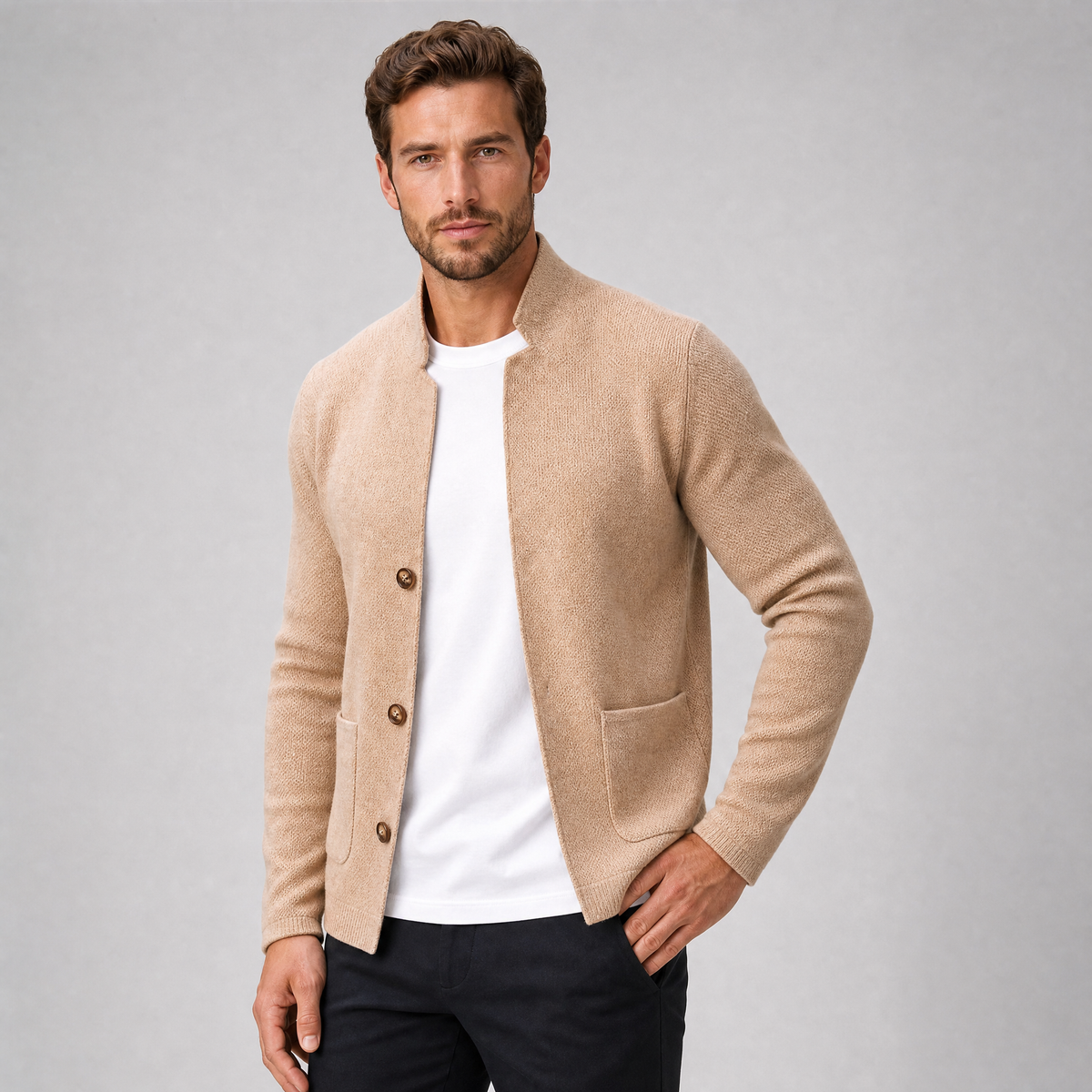 Men's Textured Knit Single-Breasted Smart Blazer