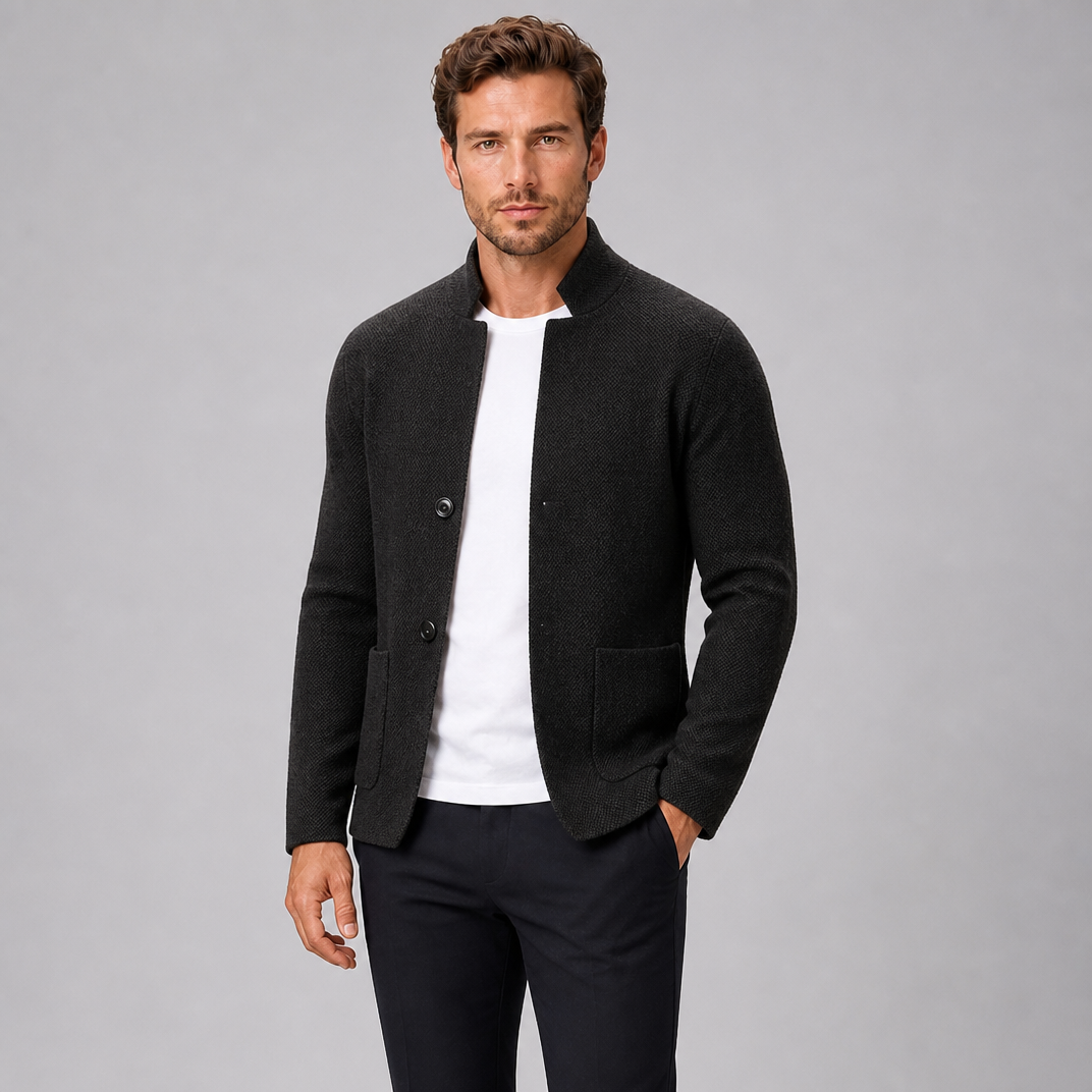 Men's Textured Knit Single-Breasted Smart Blazer