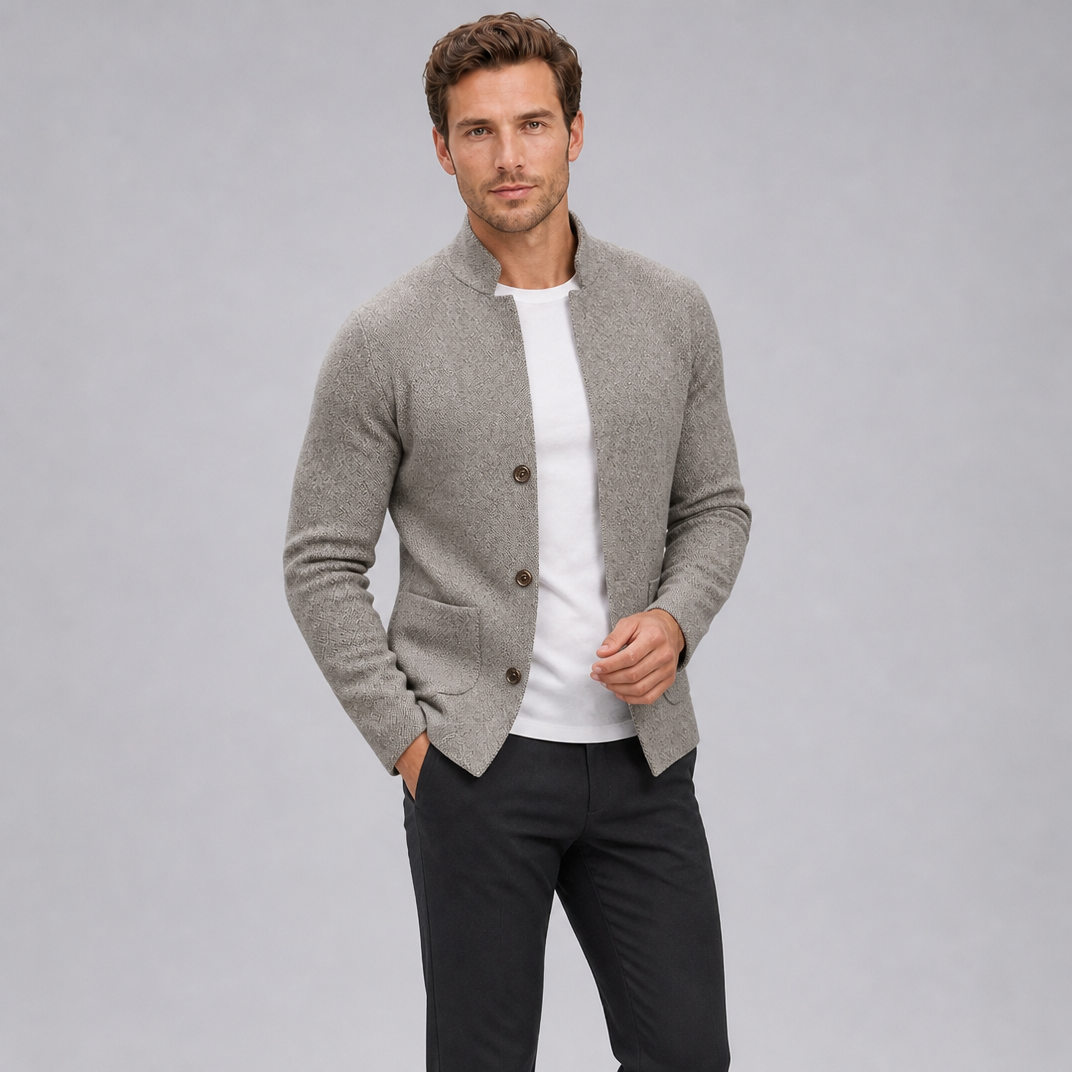Men's Textured Knit Single-Breasted Smart Blazer
