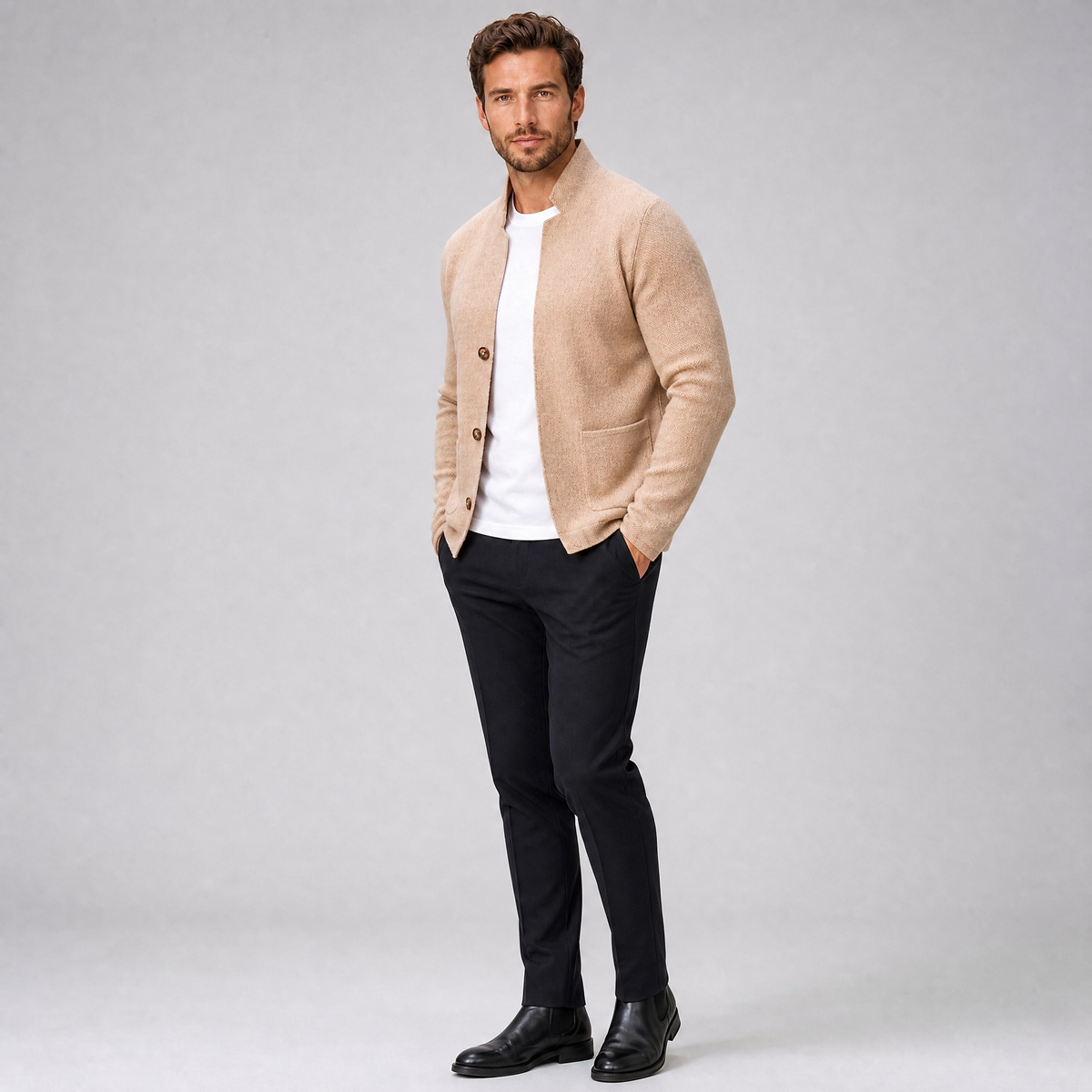 Men's Textured Knit Single-Breasted Smart Blazer