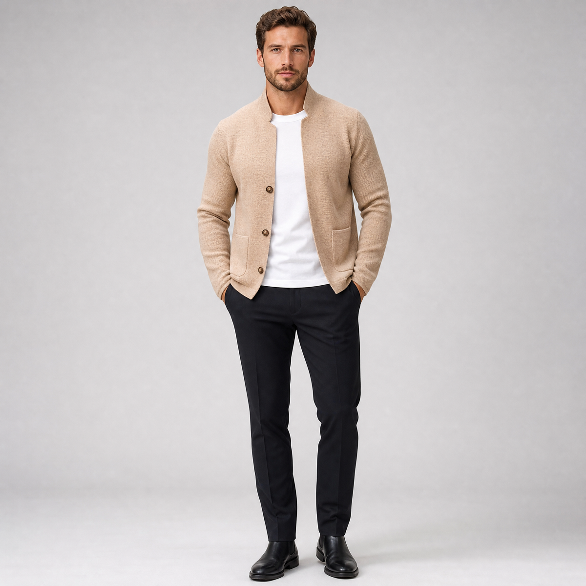 Men's Textured Knit Single-Breasted Smart Blazer