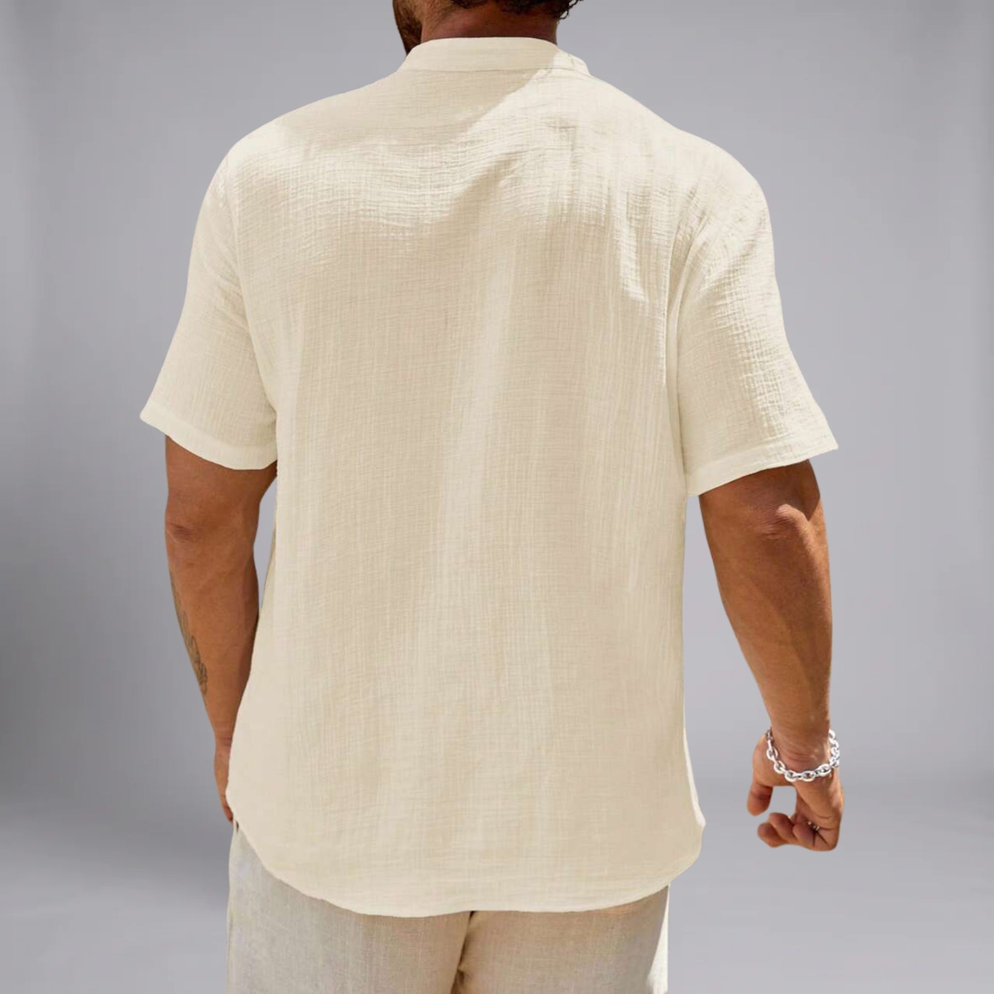 Men’s Textured Linen Henley Shirt
