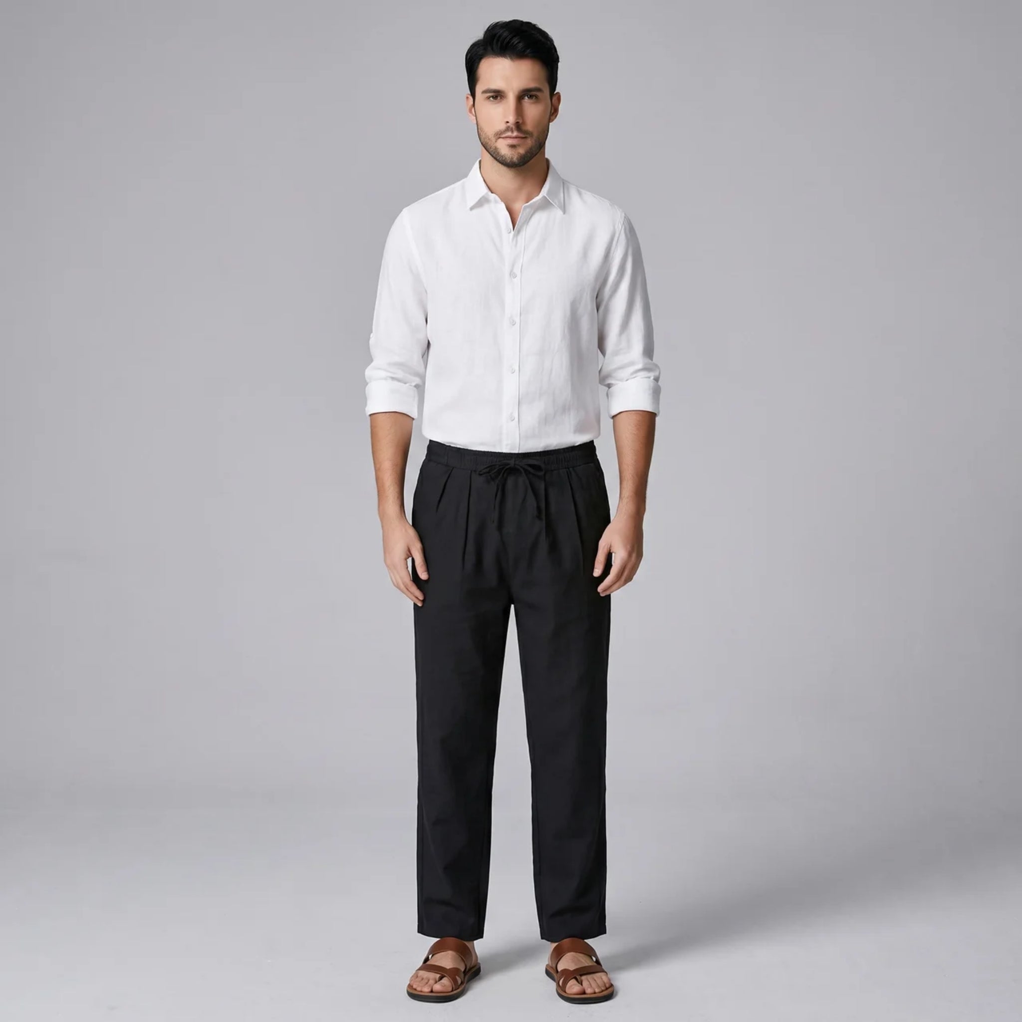 Men’s Textured Straight-Leg Trousers