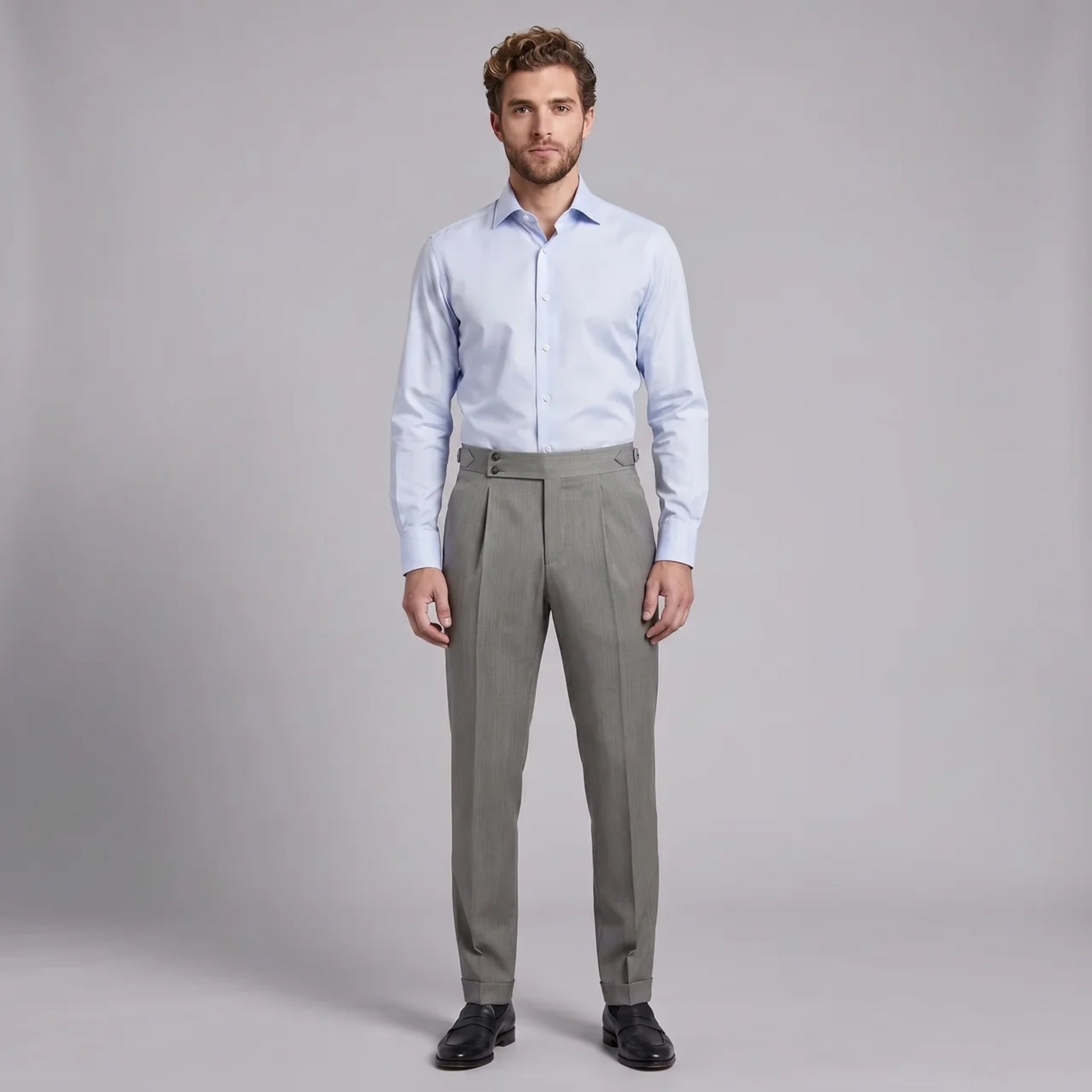 Men’s Textured Tapered Trousers with Side Adjusters