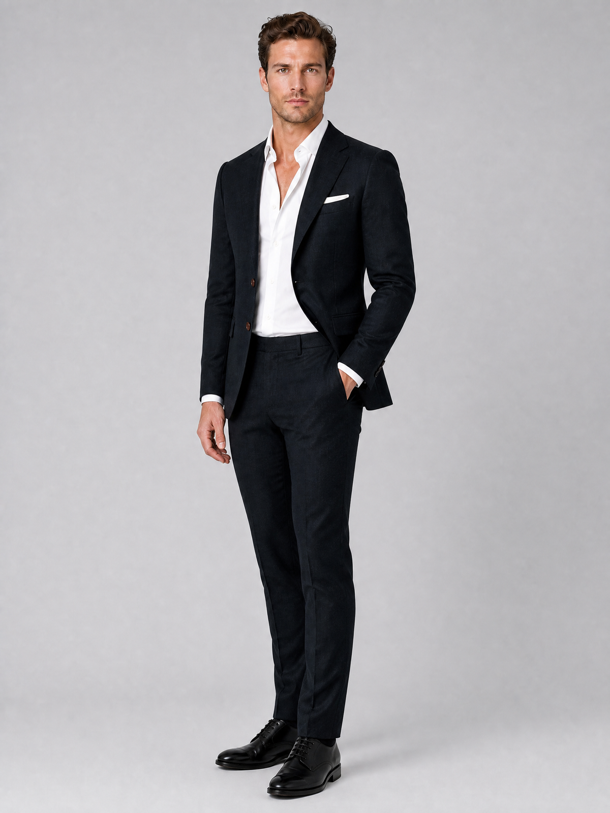 Men's Textured Wool Tailored Fit Two-Button Suit Set