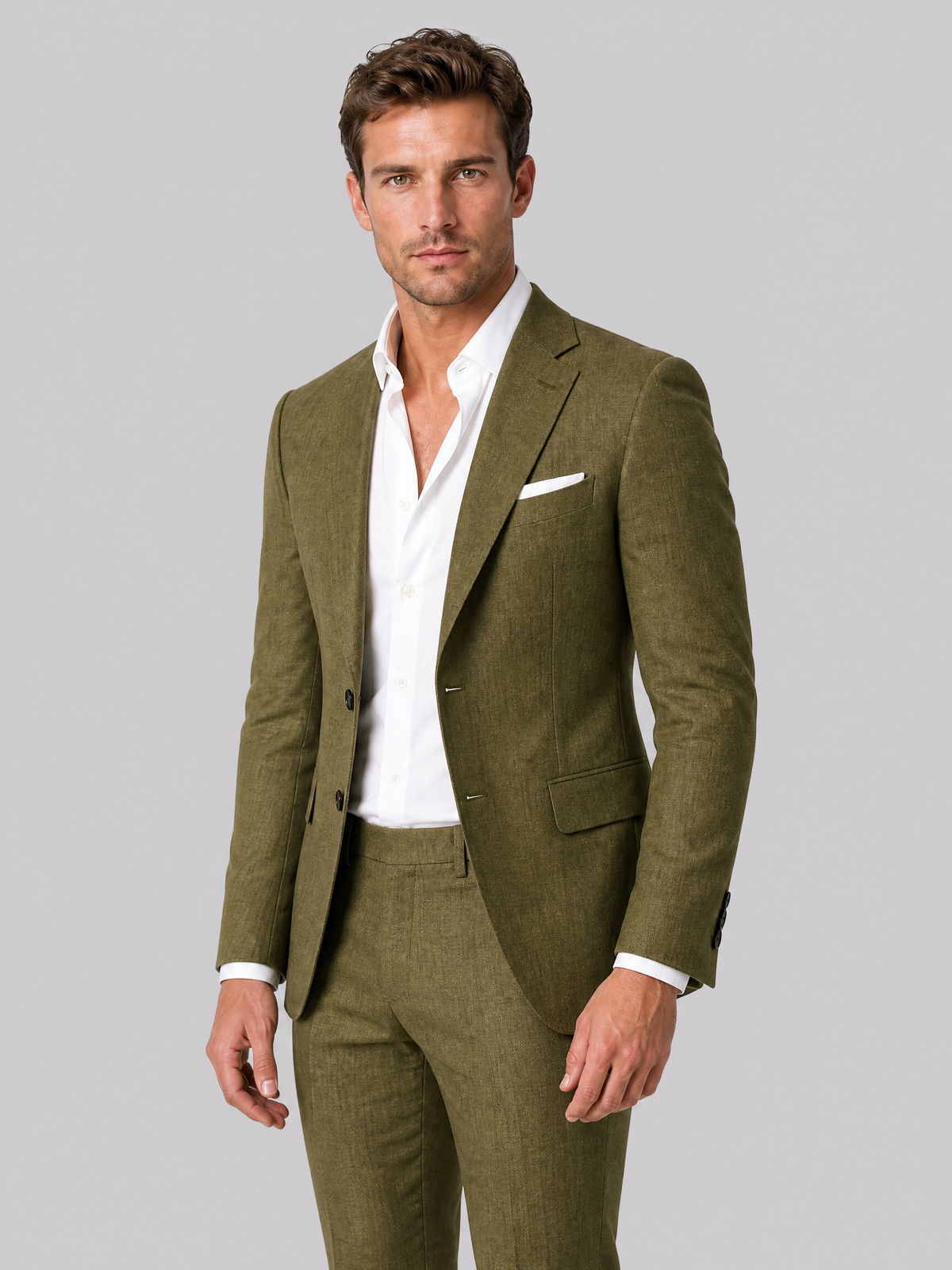Men's Textured Wool Tailored Fit Two-Button Suit Set