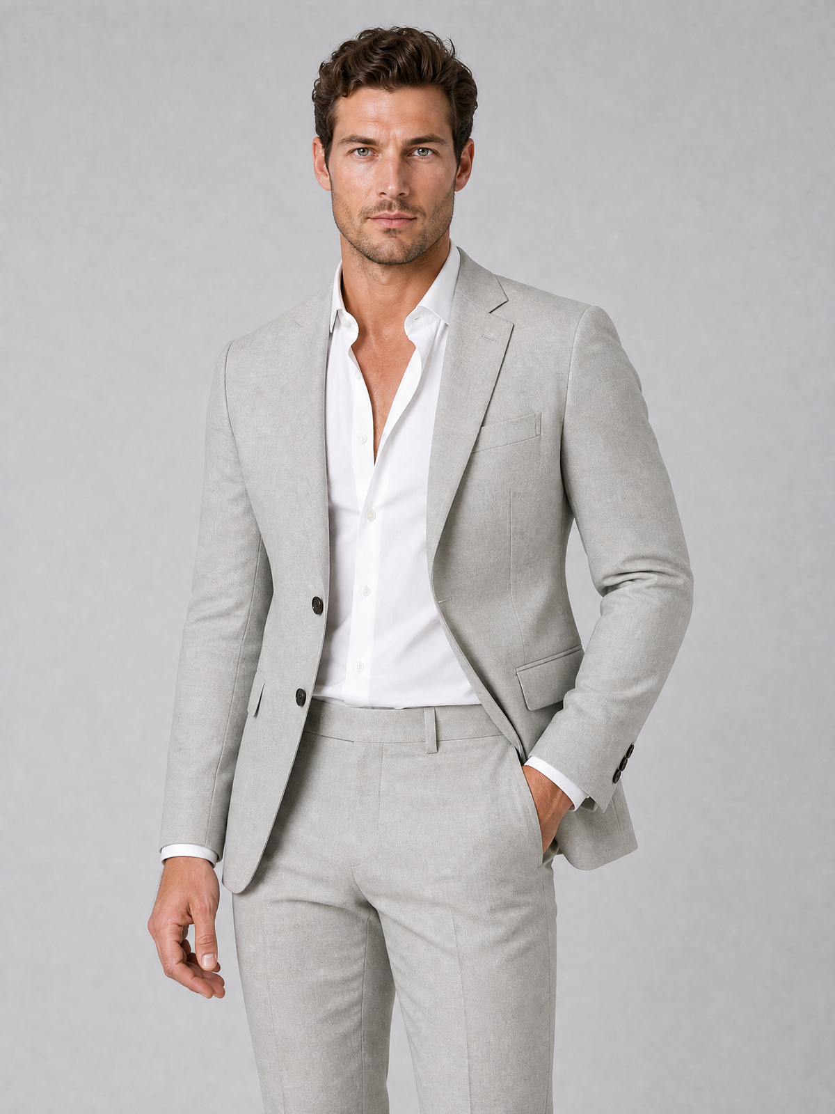 Men's Textured Wool Tailored Fit Two-Button Suit Set