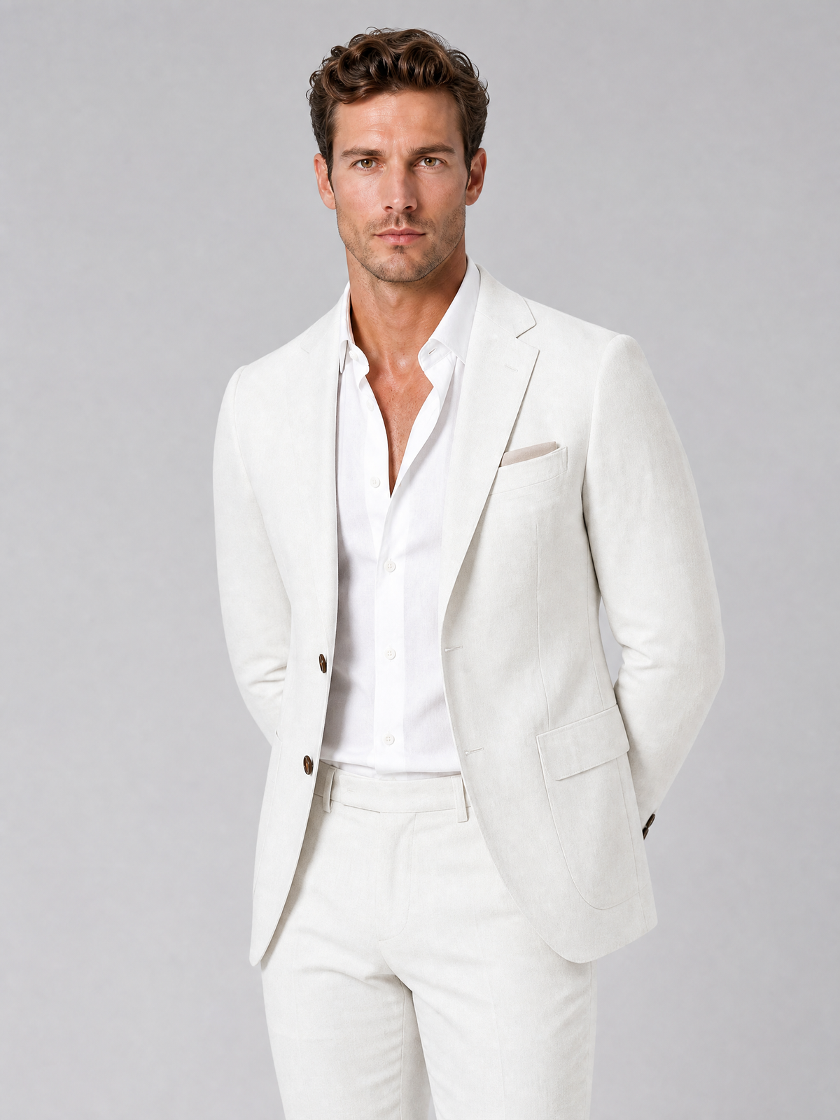 Men's Textured Wool Tailored Fit Two-Button Suit Set