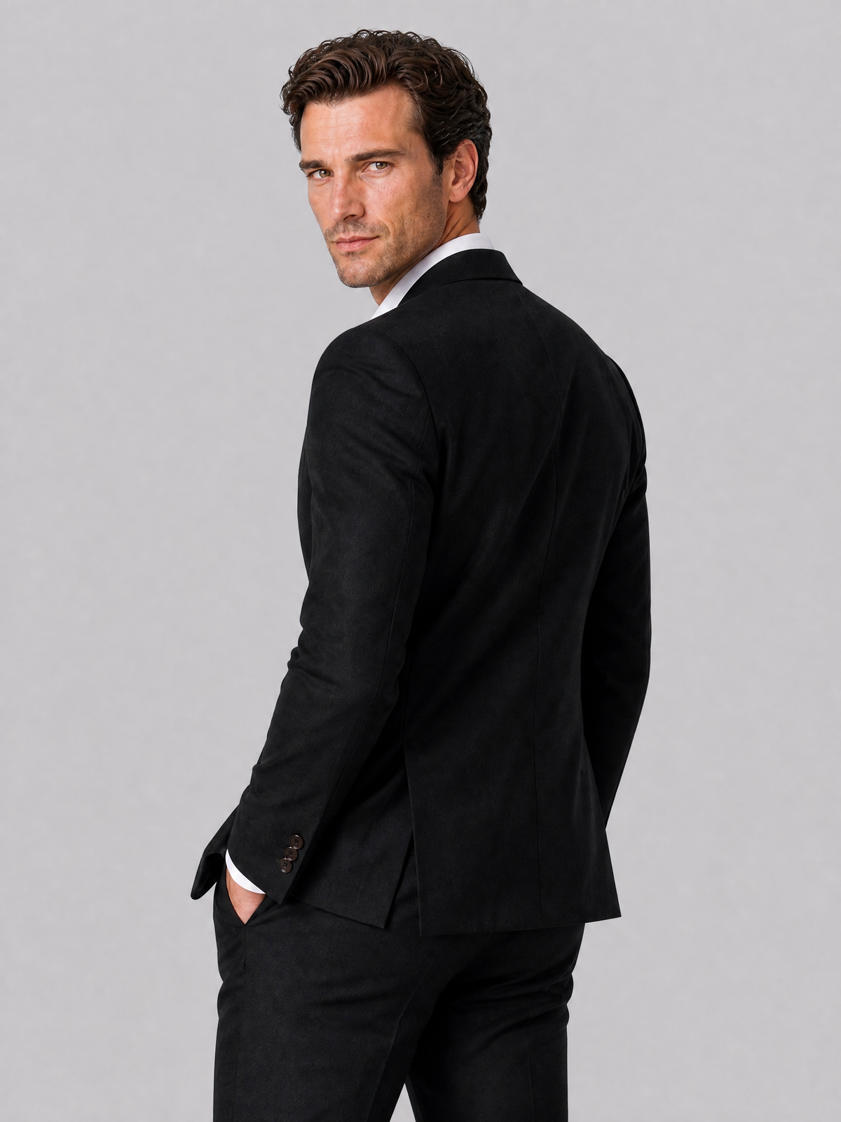 Men's Textured Wool Tailored Fit Two-Button Suit Set