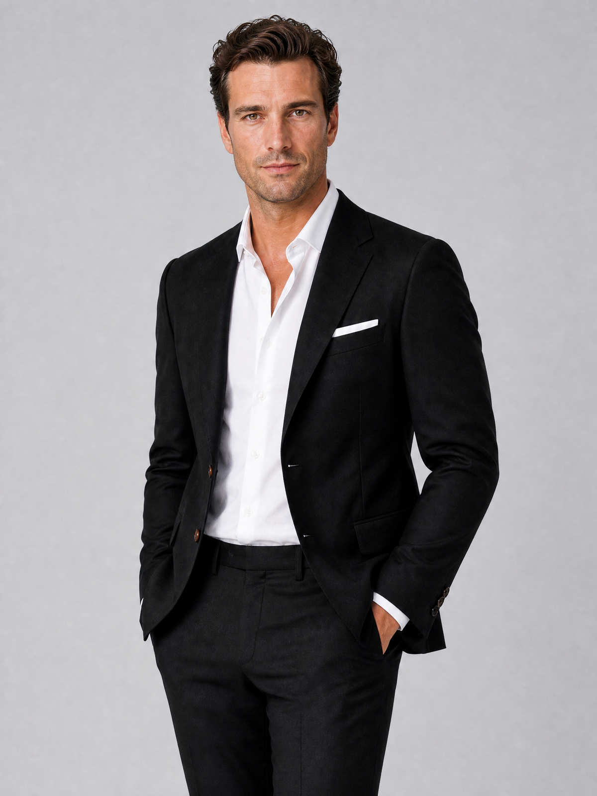 Men's Textured Wool Tailored Fit Two-Button Suit Set