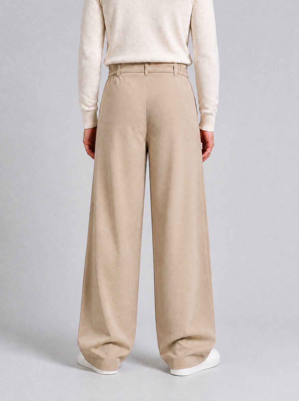 Men's Twill Blend Pleated Wide Leg Trousers