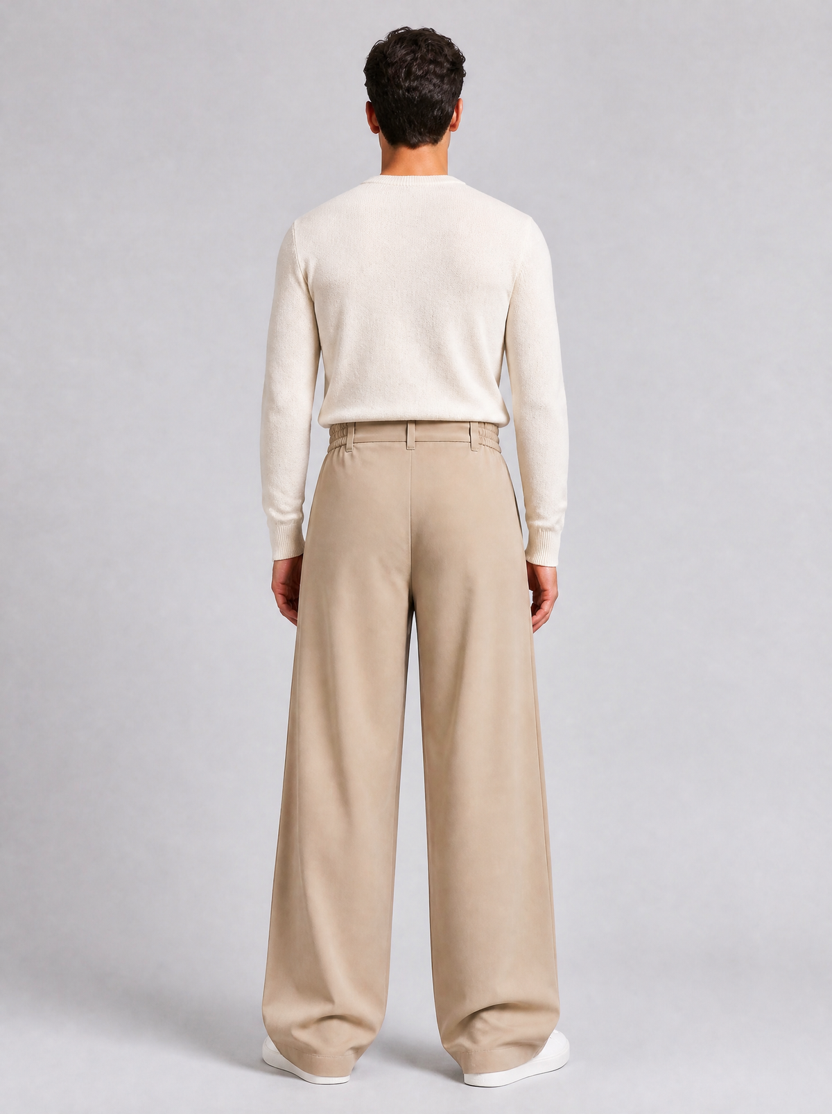 Men's Twill Blend Pleated Wide Leg Trousers