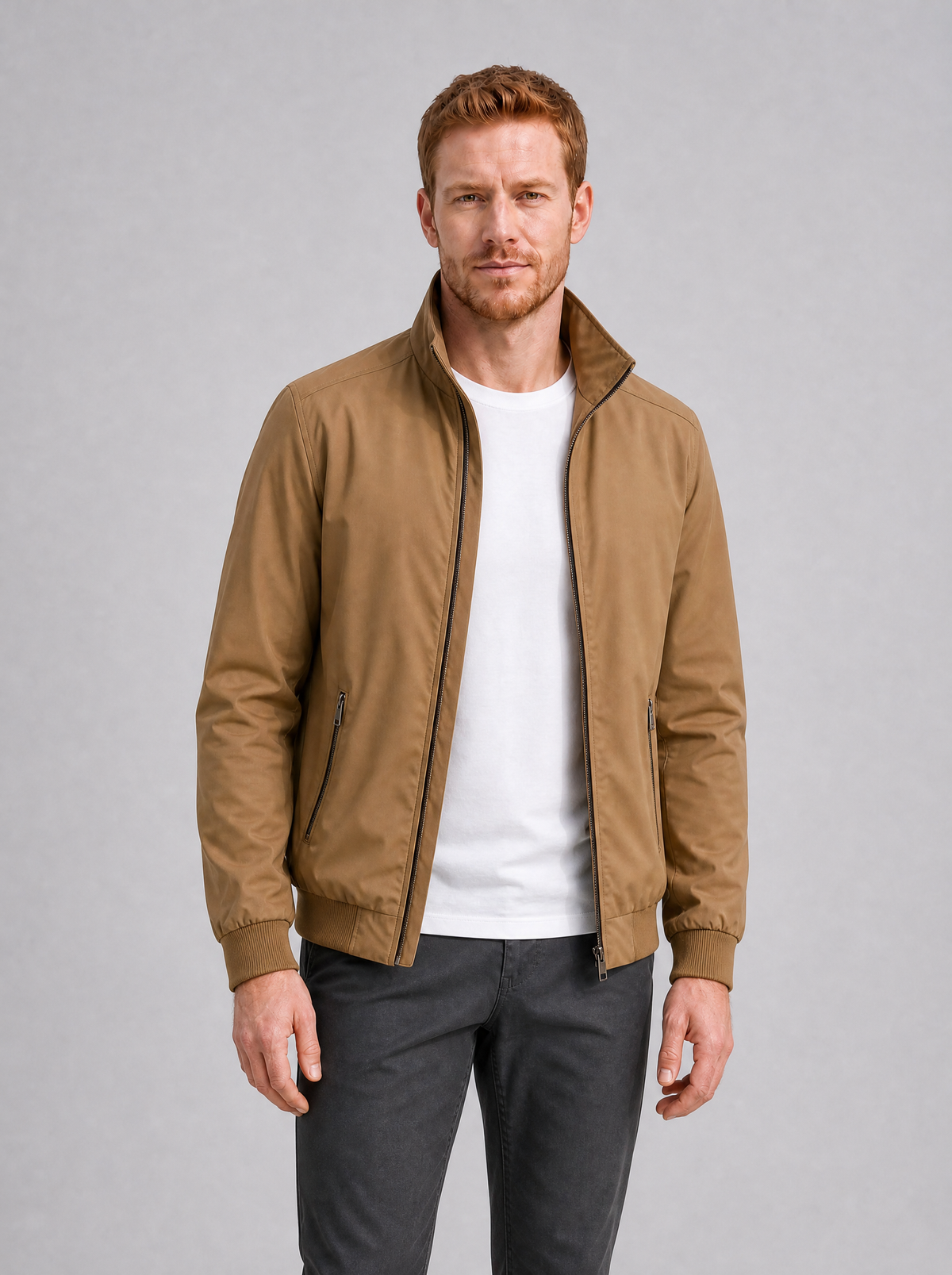Men's Twill Blend Regular Zip Pocket Harrington Jacket - product view 8