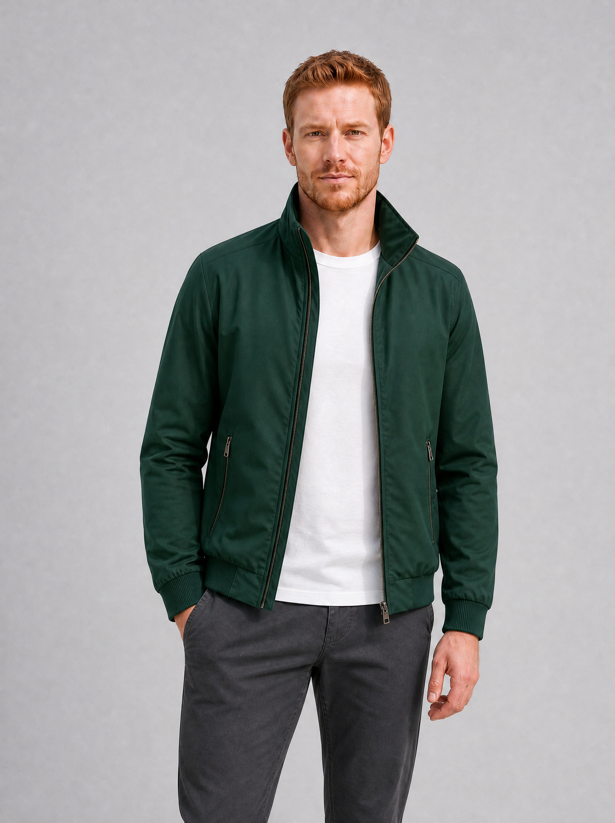 Men's Twill Blend Regular Zip Pocket Harrington Jacket - product view 7