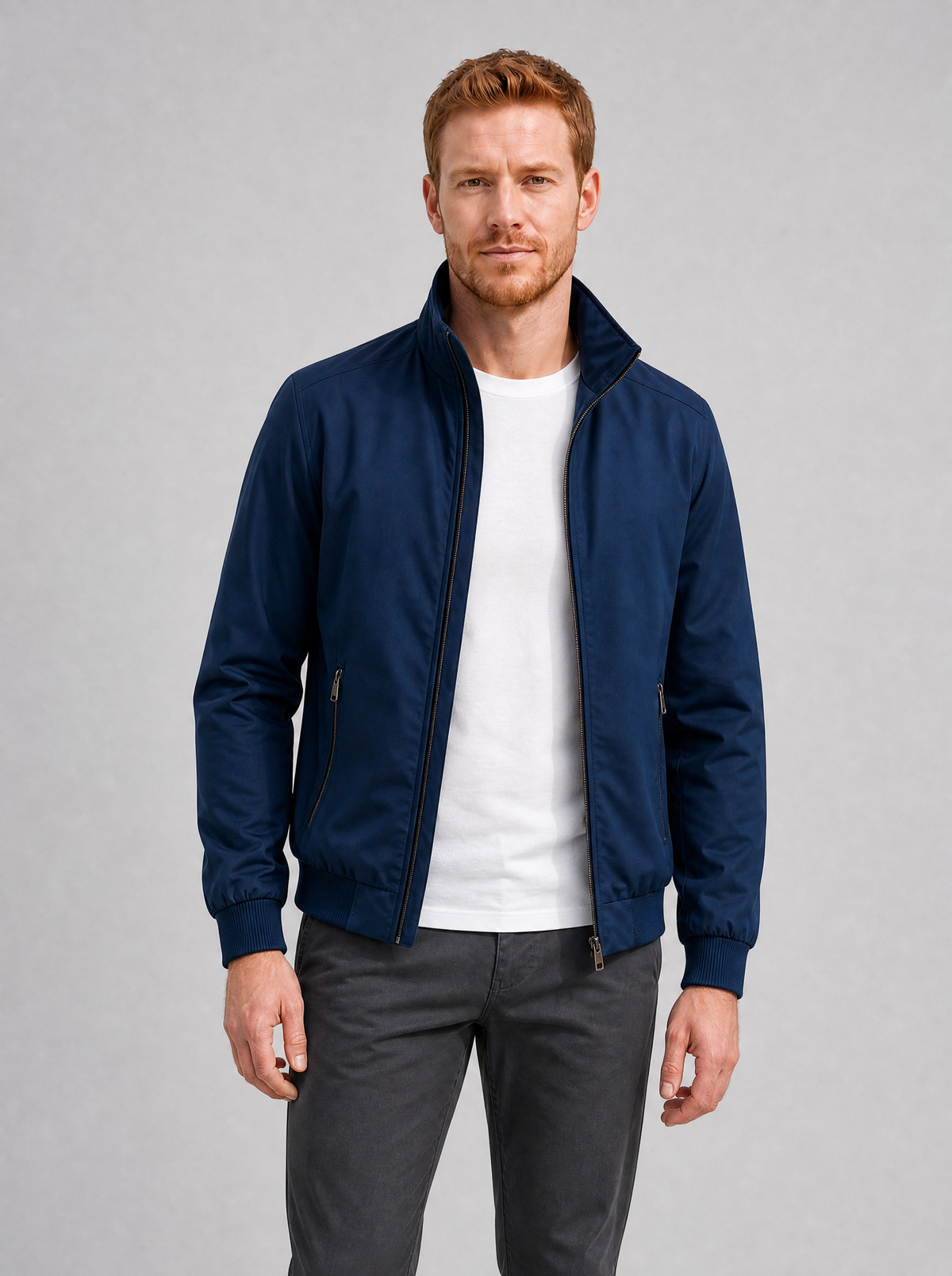 Men's Twill Blend Regular Zip Pocket Harrington Jacket - product view 3
