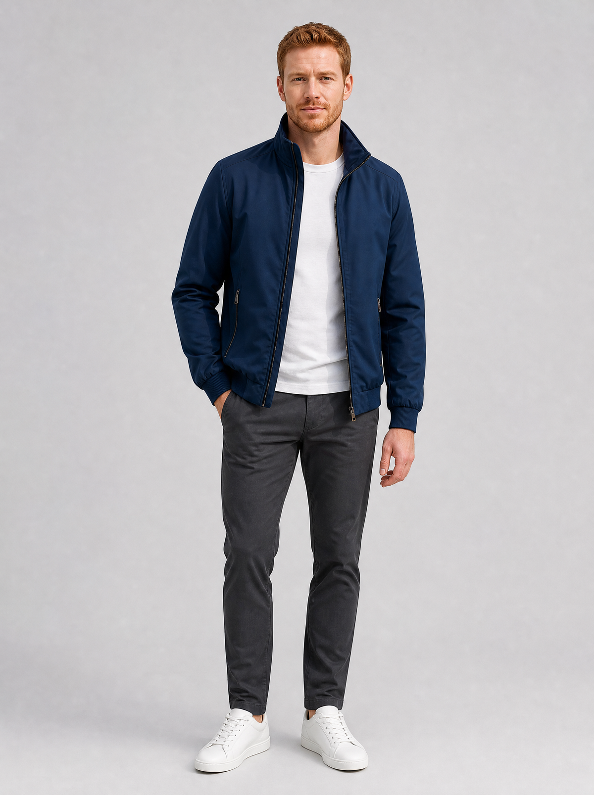 Men's Twill Blend Regular Zip Pocket Harrington Jacket - product view 1