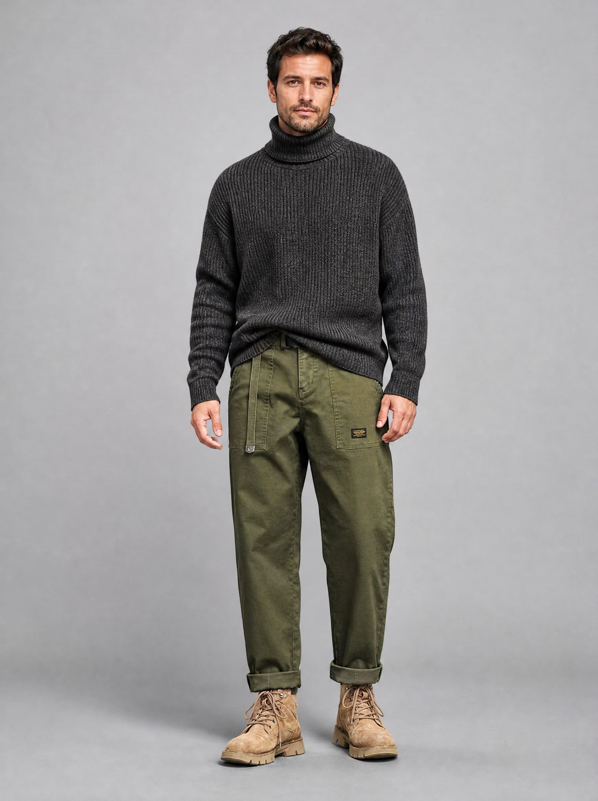 Men's Twill Blend Tapered Fatigue Trousers - product view 1