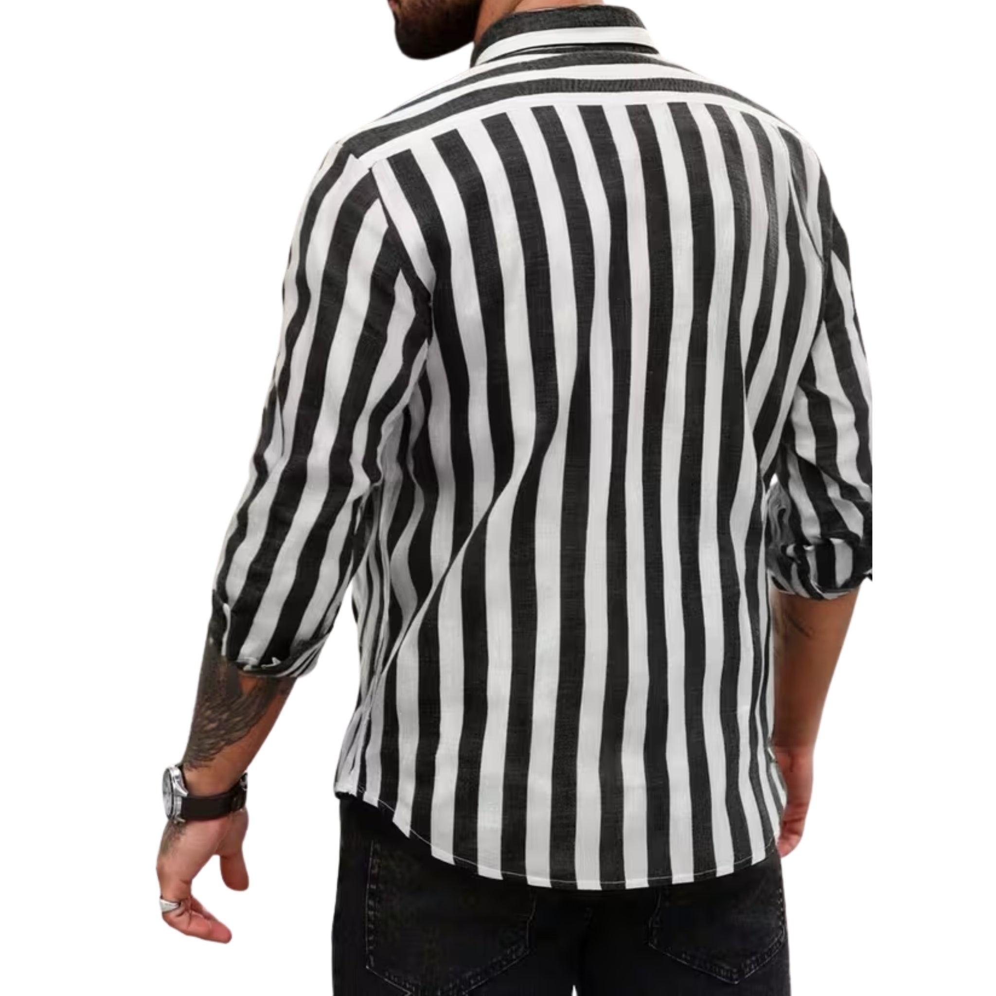 Men’s Vertical Striped Button-Down Shirt