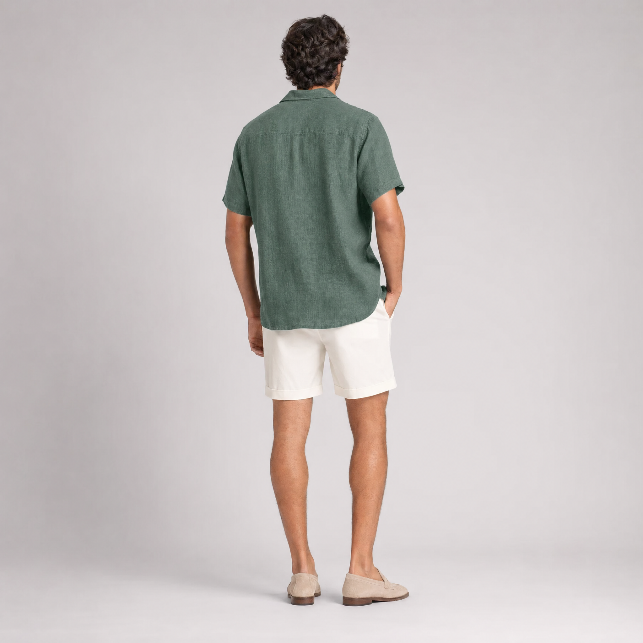 Men’s Waffle-Knit Cuban-Collar Drop-Shoulder Utility Resort Shirt