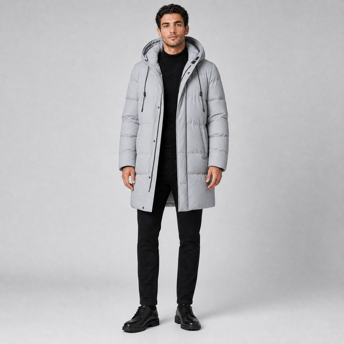 Men's Waterproof Longline Hooded Parka Winter Jacket