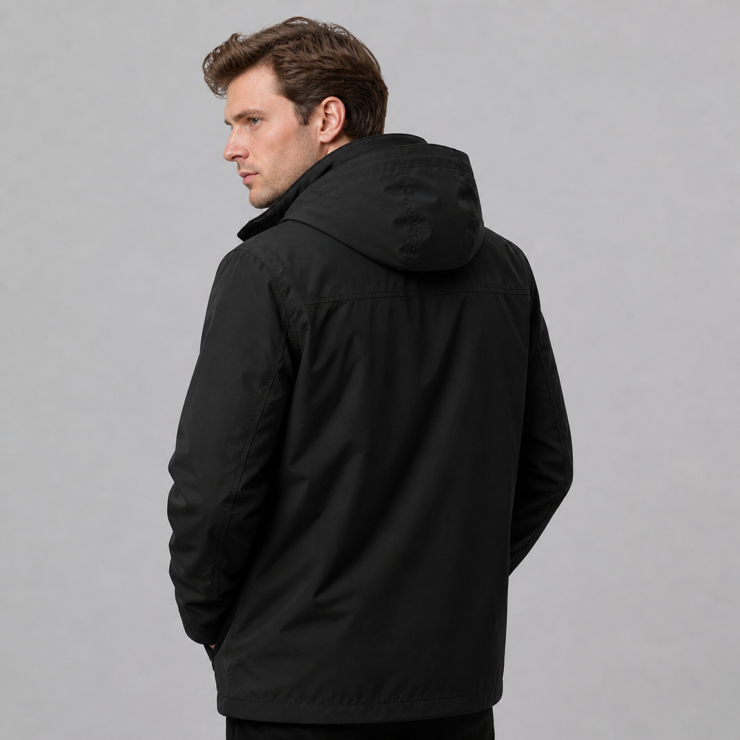 Men's Waterproof Multi-Pocket Hooded Puffer Jacket
