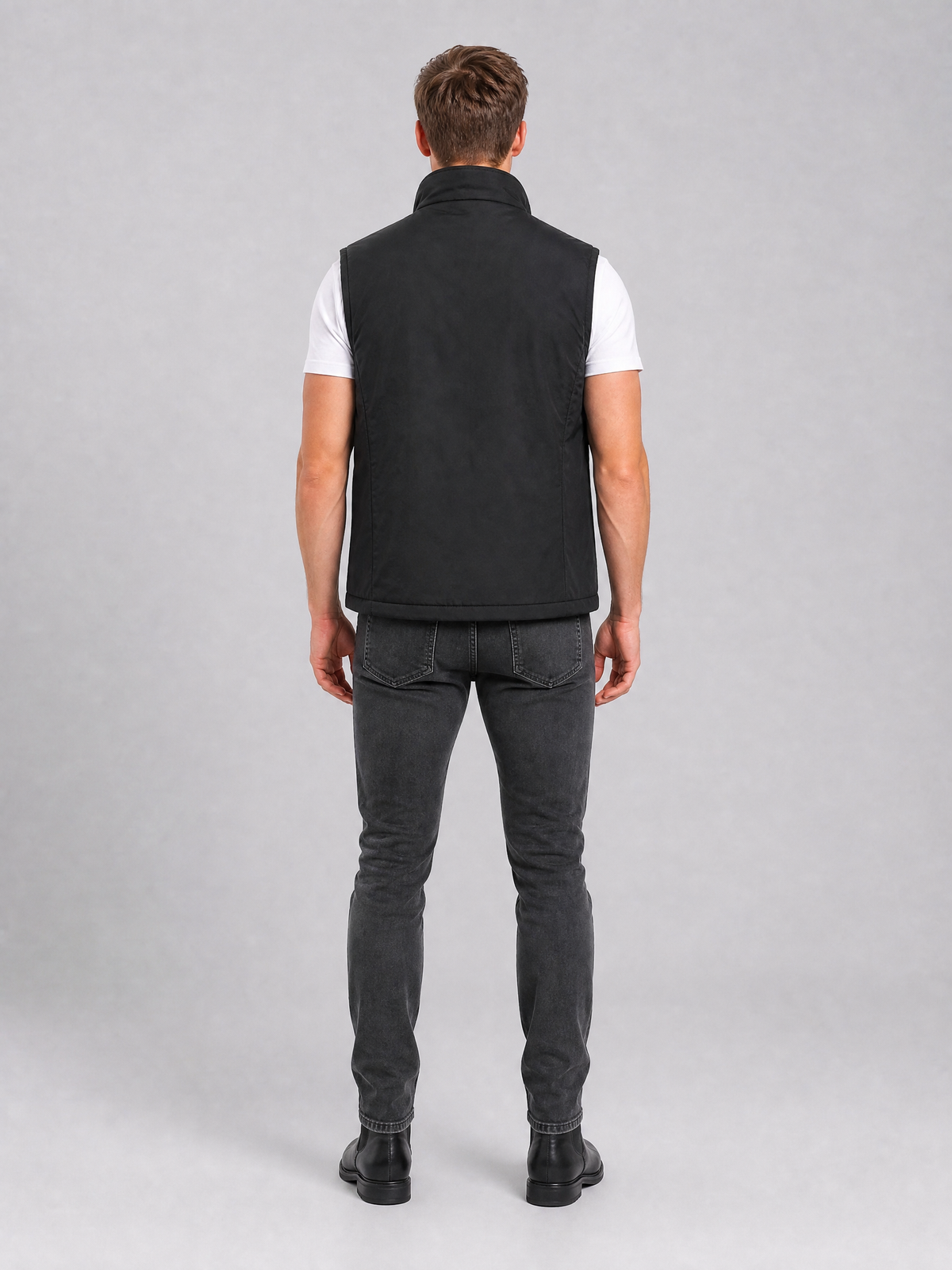 Men's Weatherproof Nylon Regular-Fit Zip-Up Gilet Black