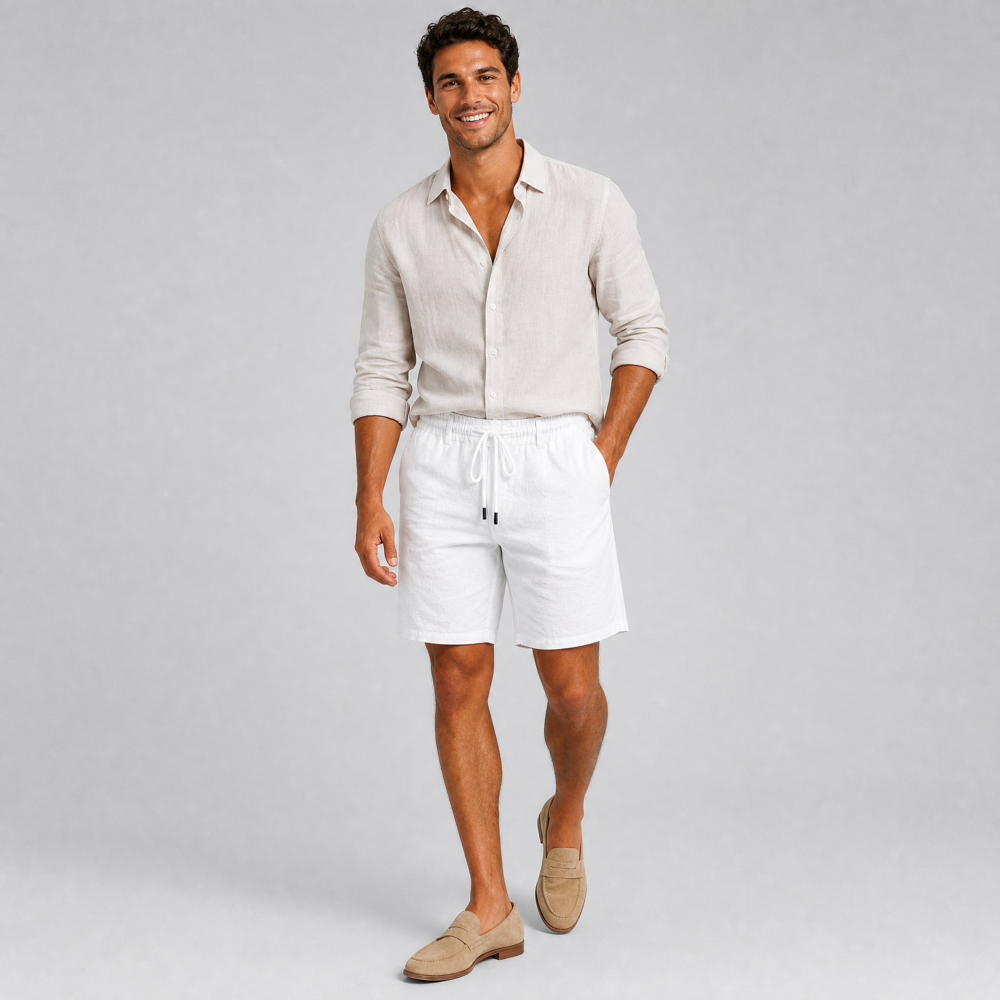 Men's White Linen Blend Shorts – Holiday Men's Linen Shorts