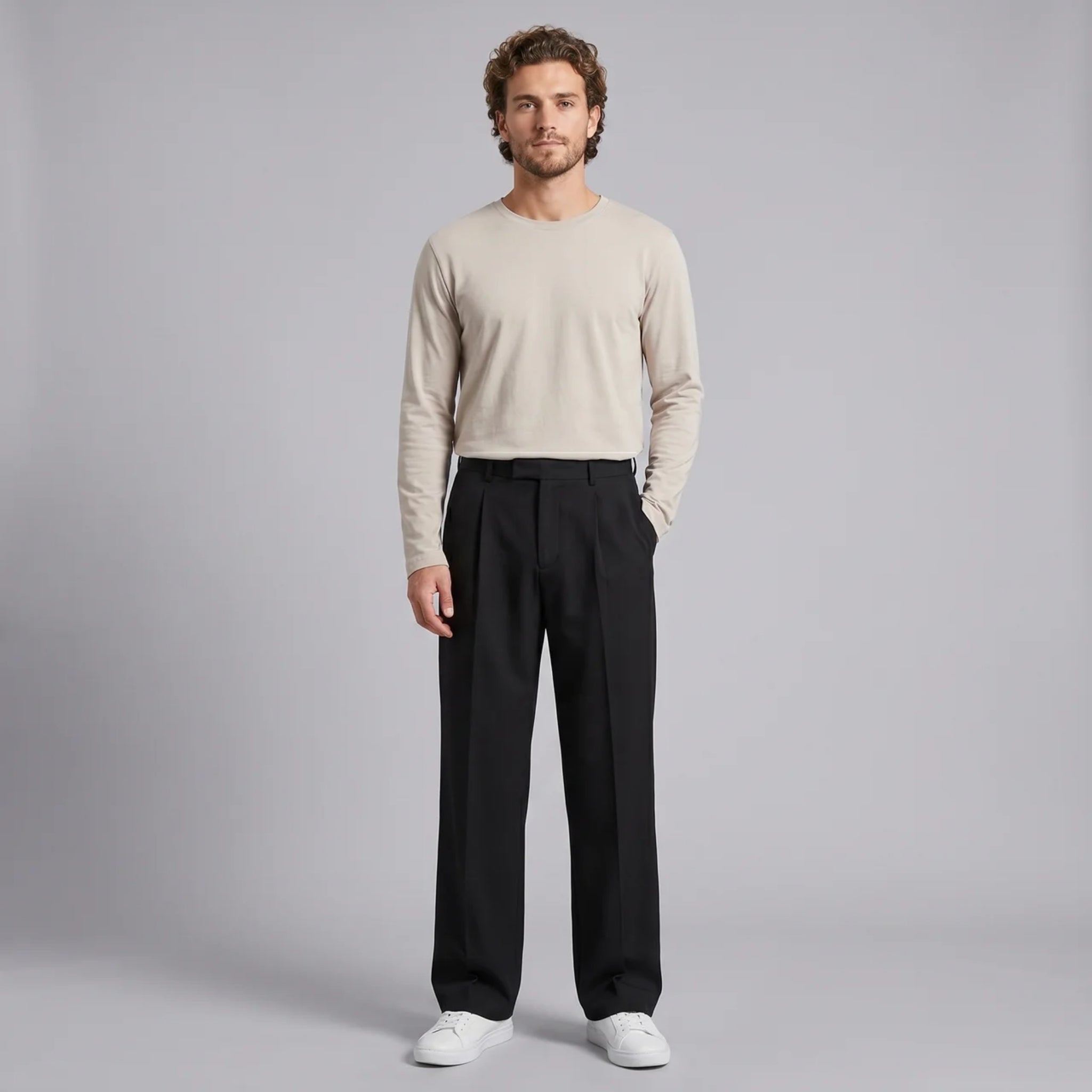 Men’s Wide-Leg Pleated Pants