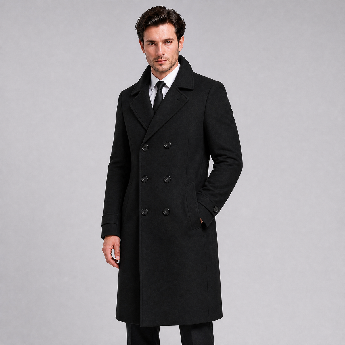 Men's Wool Blend Double Breasted Overcoat