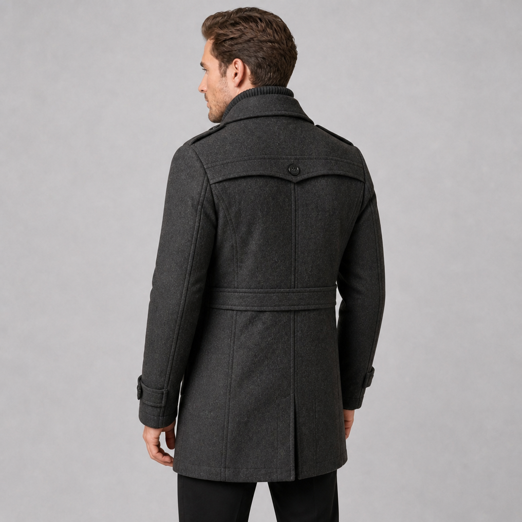 Men's Wool Blend Double Collar Car Coat