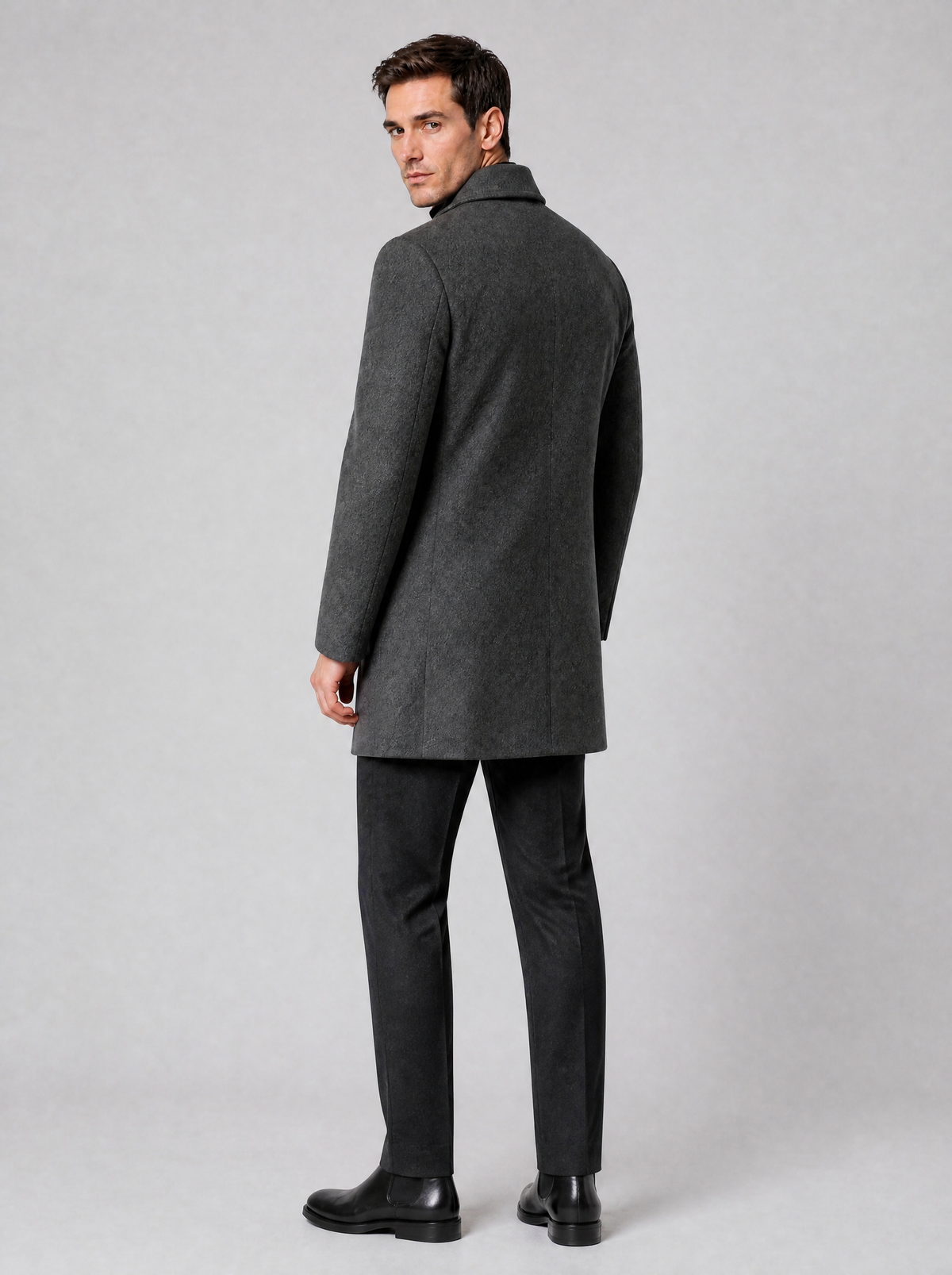Men's Wool Blend Regular Single-Breasted Overcoat - product view 2