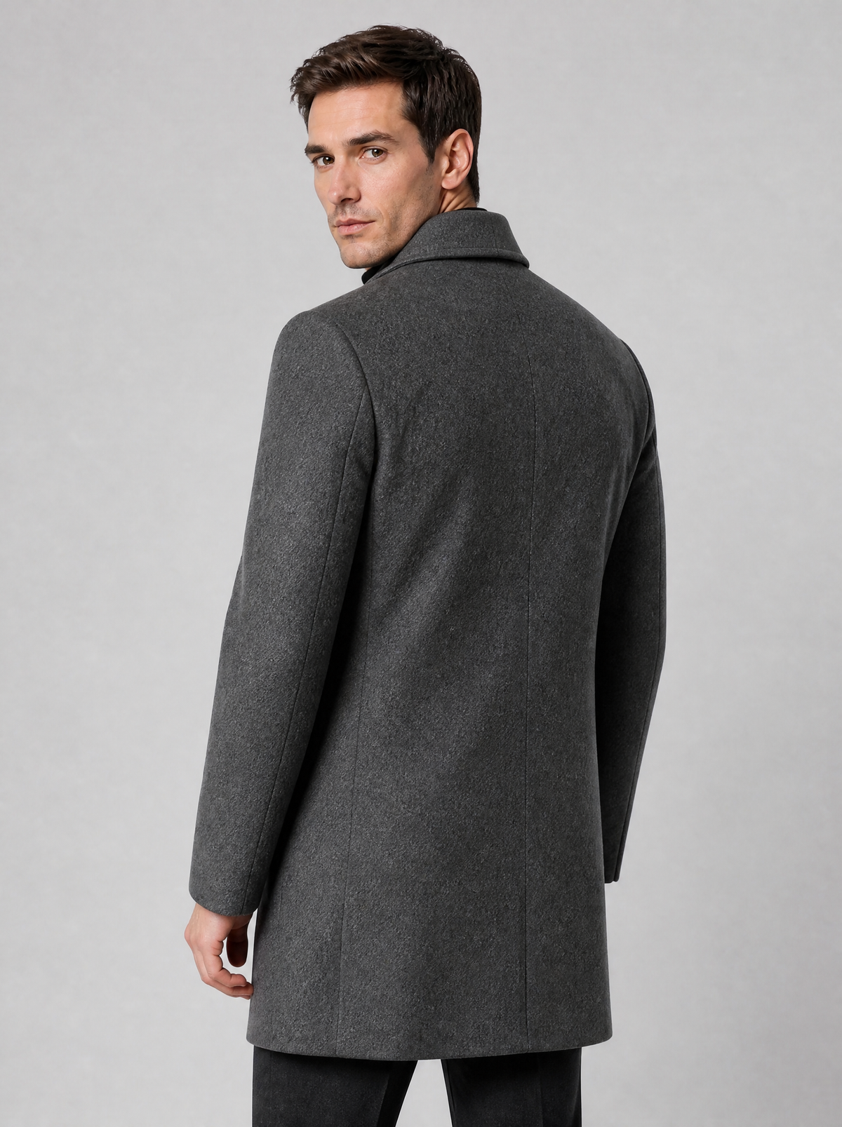 Men's Wool Blend Regular Single-Breasted Overcoat - product view 4