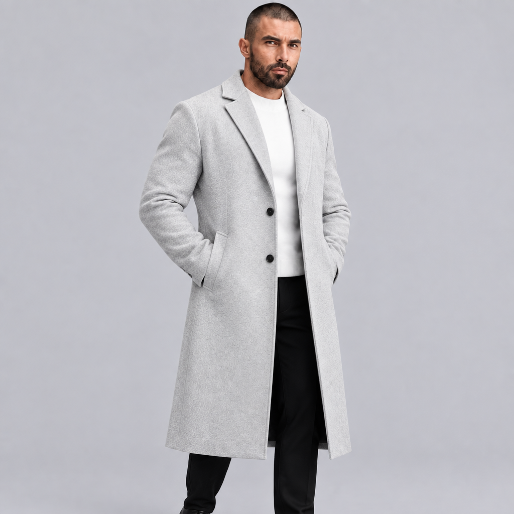 Men's Wool Blend Single-Breasted Overcoat