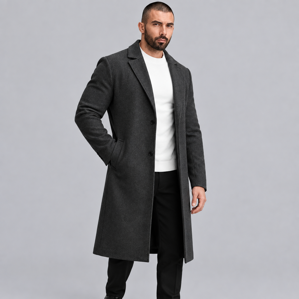 Men's Wool Blend Single-Breasted Overcoat