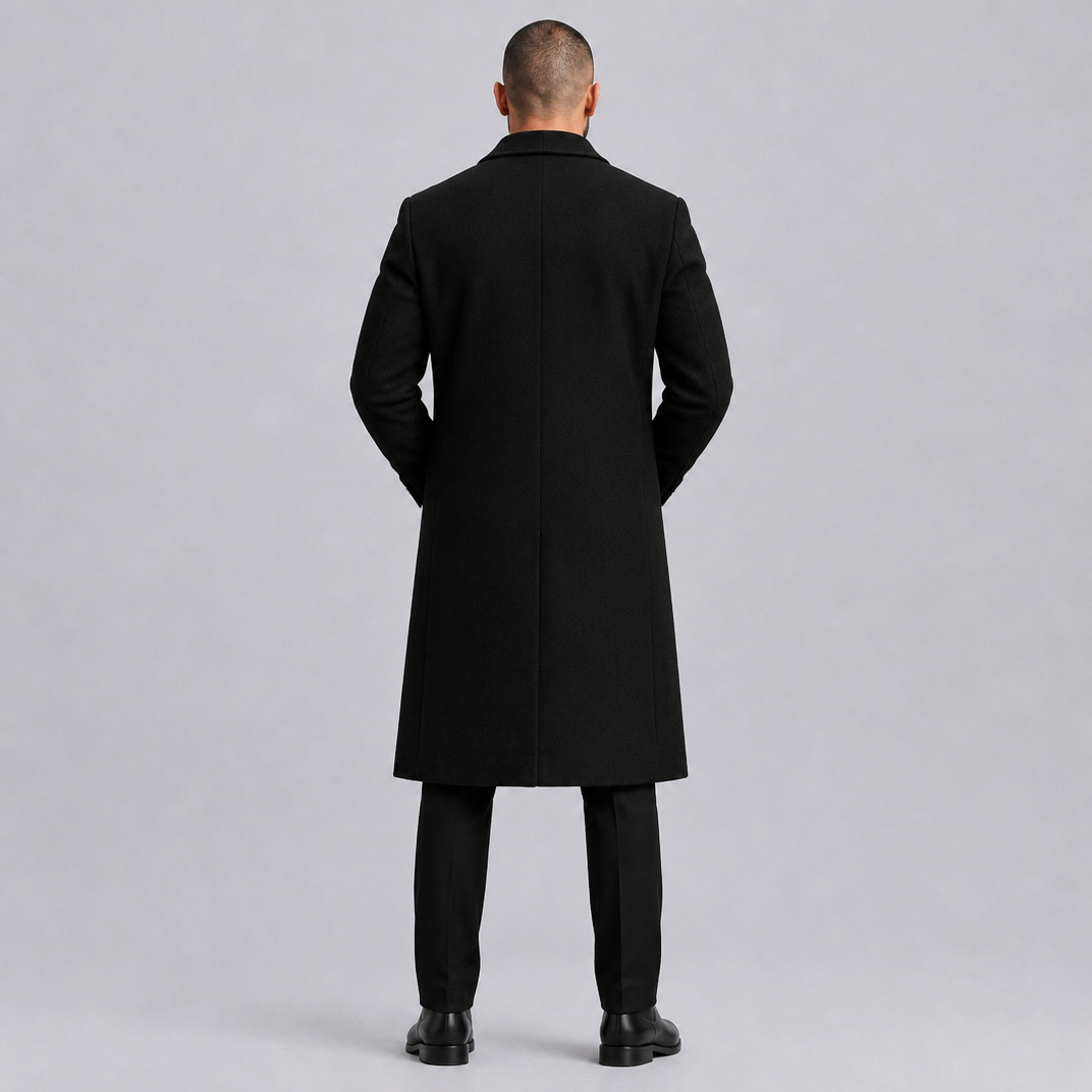 Men's Wool Blend Single-Breasted Overcoat