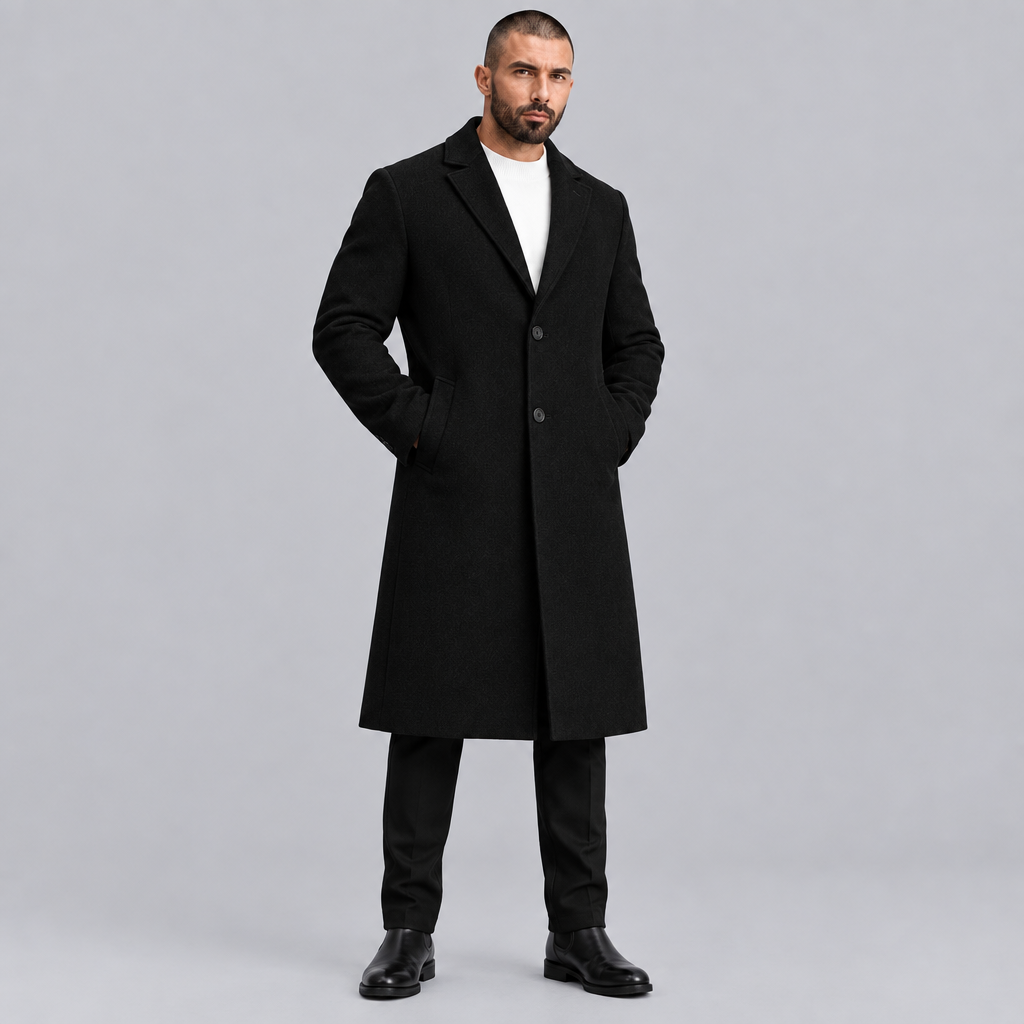 Men's Wool Blend Single-Breasted Overcoat
