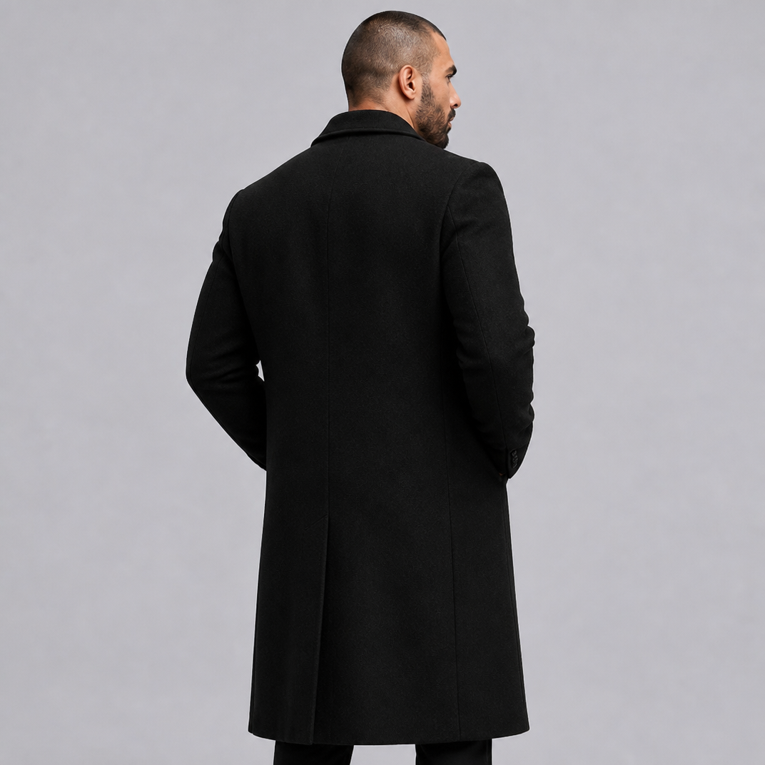 Men's Wool Blend Single-Breasted Overcoat
